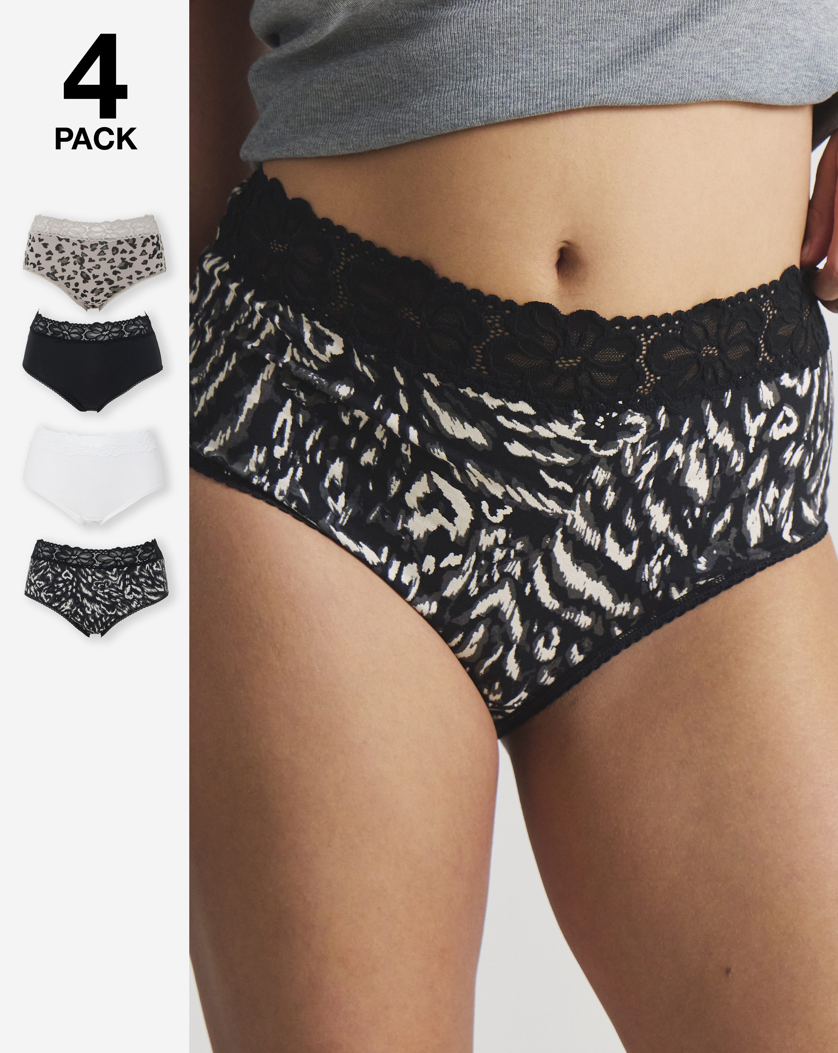4 Pack Lace Top Full Knickers
