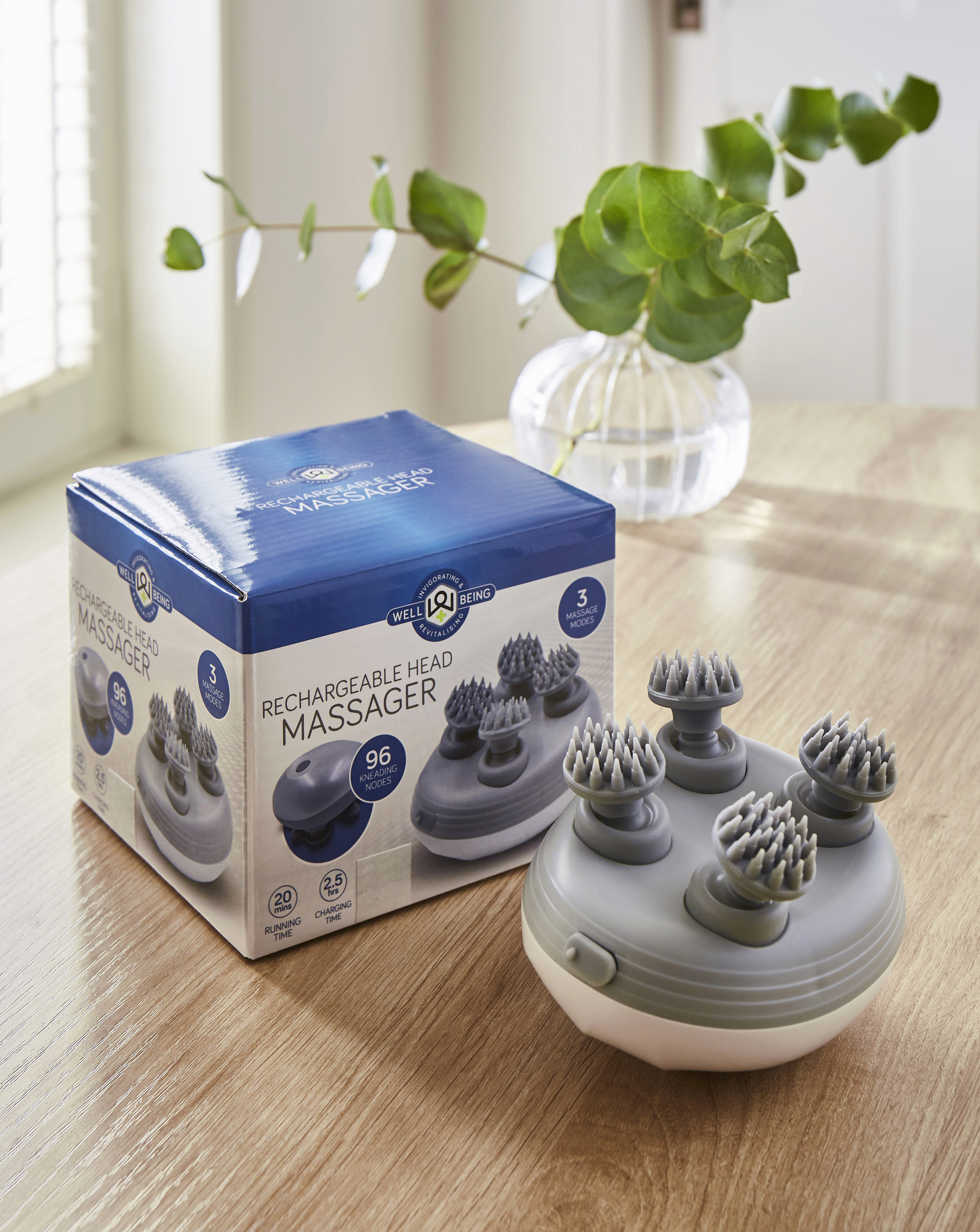 Menkind Grey Well Being Rechargeable 96 Nodes Head Massager In - Image 2