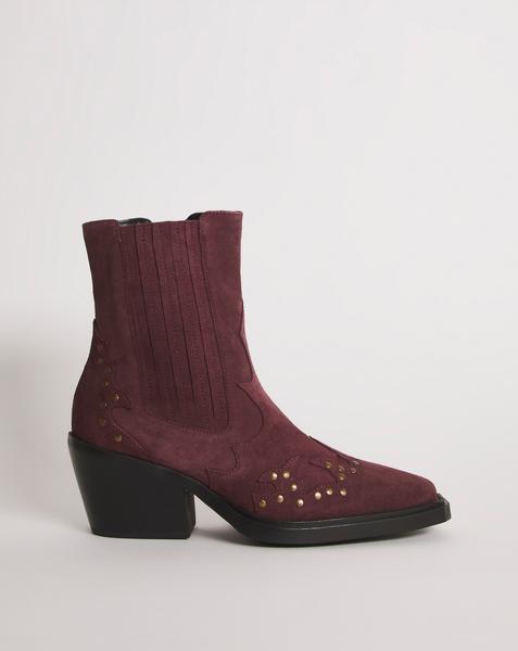 Studded Cowboy Ankle Boots Wide