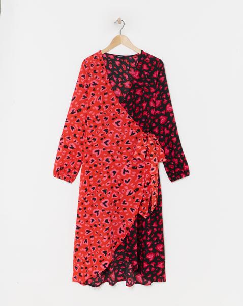 Mixed Animal Print Wrap Dress