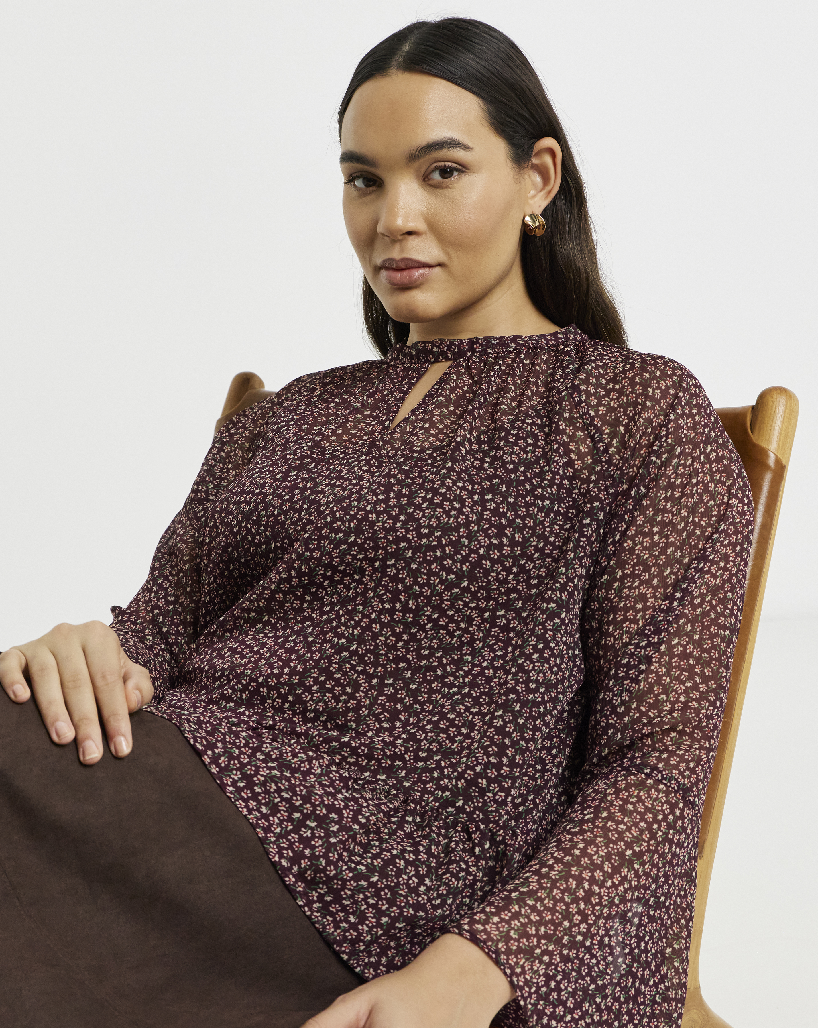 Simply Be Fluted Sleeve Floral Blouse