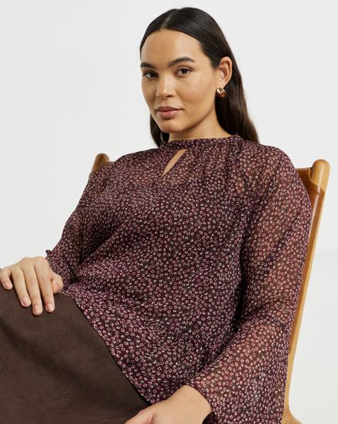 Simply Be Fluted Sleeve Floral Blouse