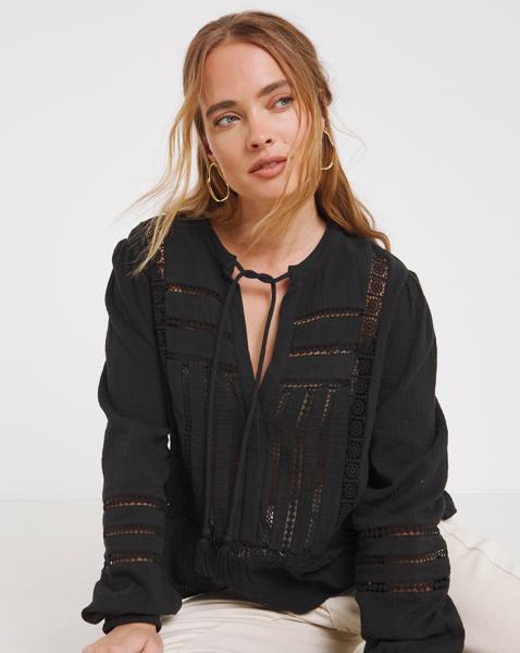 Simply Be Black Cutwork Blouse