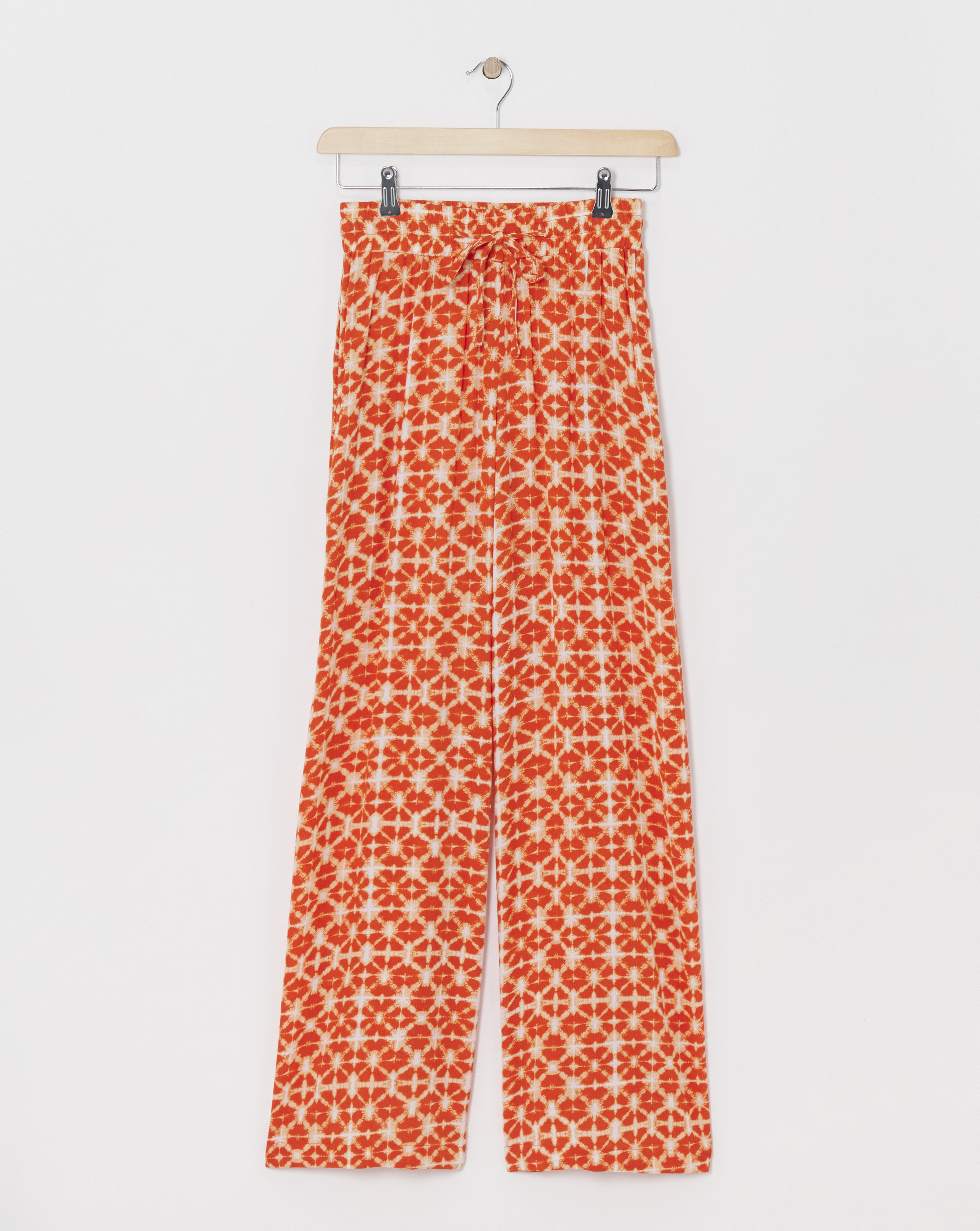 Crinkle Shirred Waist Wide Leg Trousers