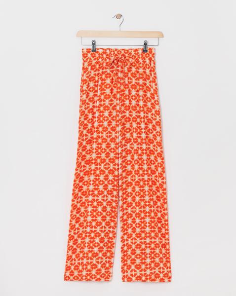 Crinkle Shirred Waist Wide Leg Trousers