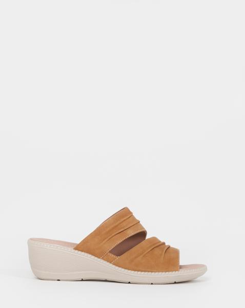 Cushion Walk Ruched Wedge Mules EEE Fit