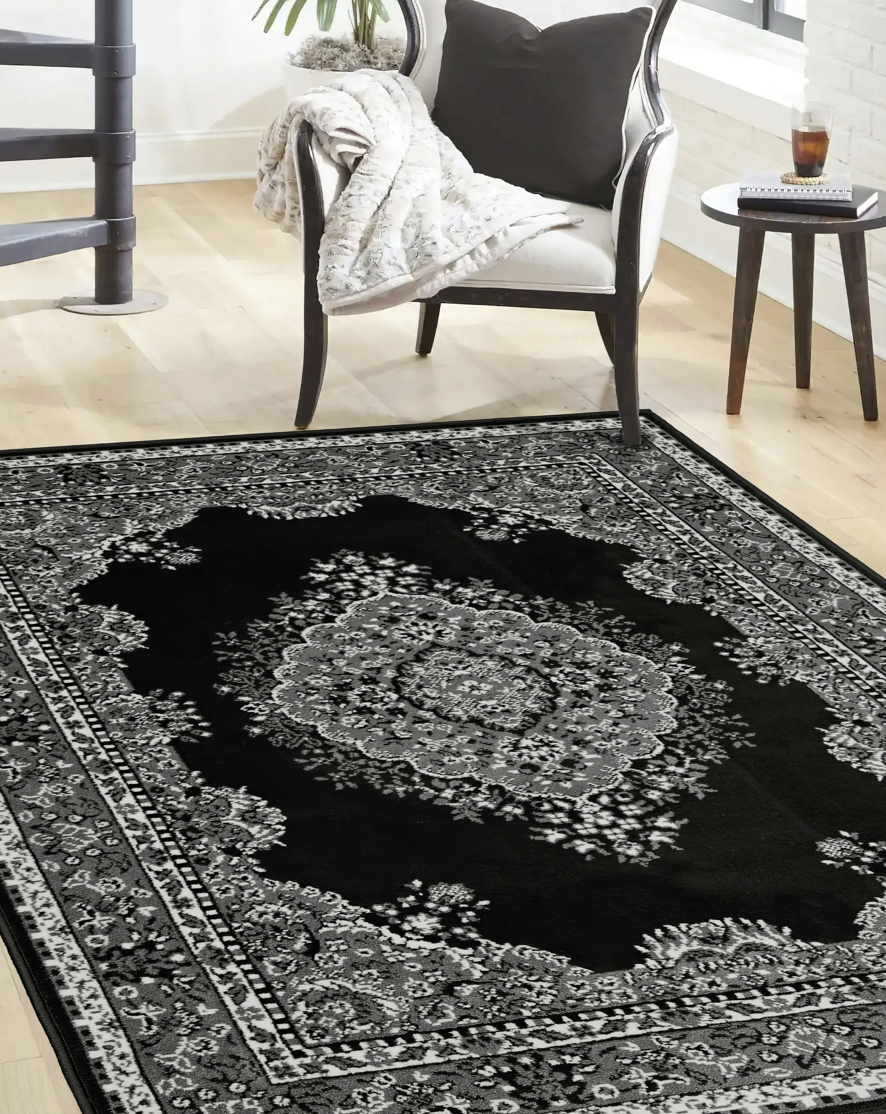 Homemaker Traditional Medallion Rug - Black/Grey - 160x230cm