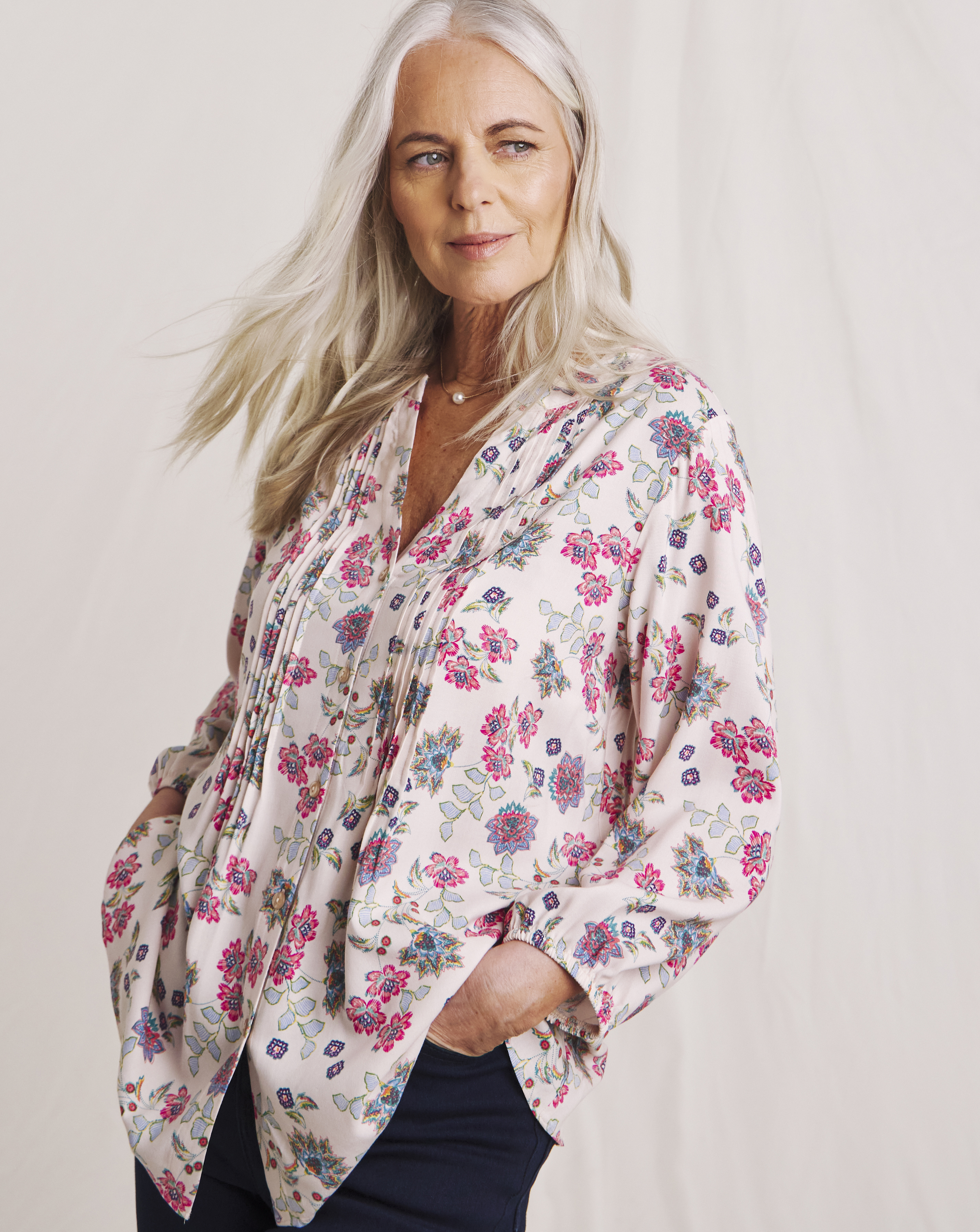 Julipa Printed Pintuck Blouse