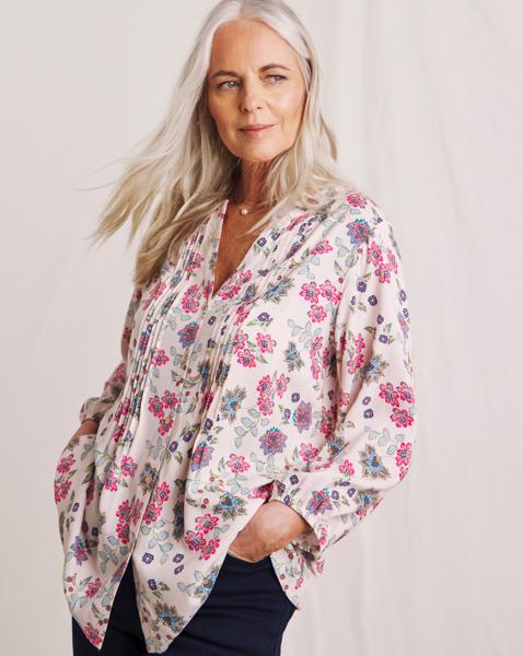 Julipa Printed Pintuck Blouse