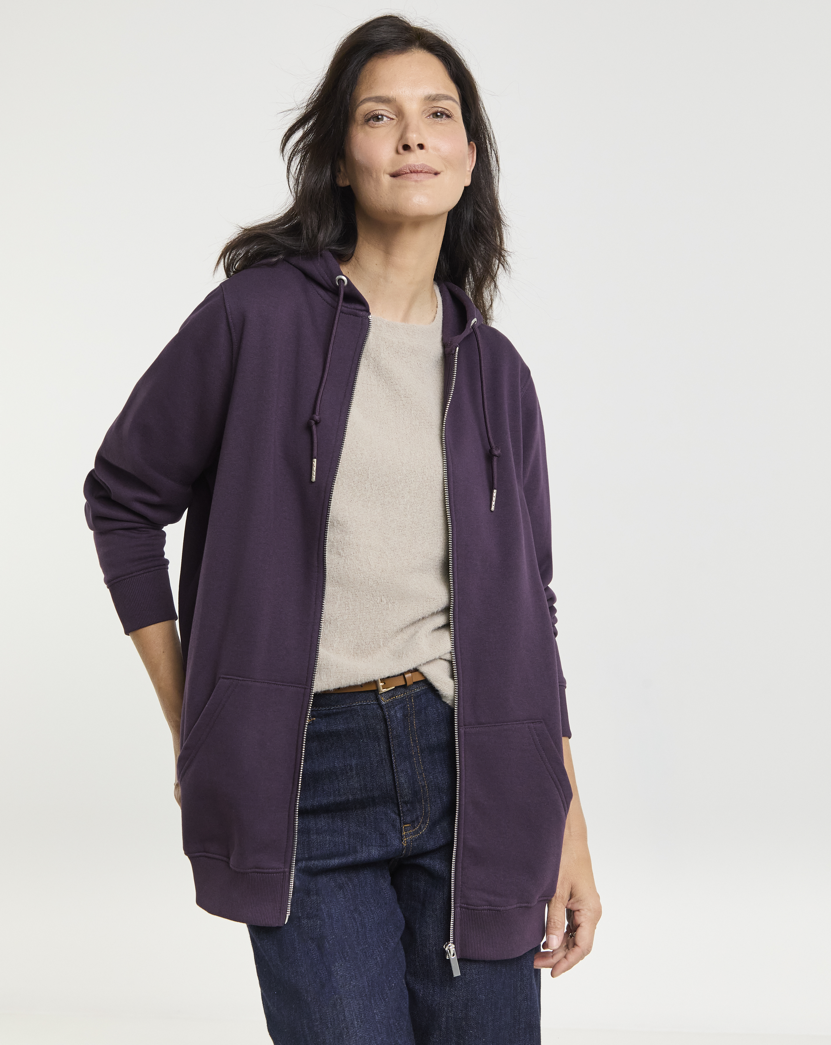 Longline Zip Up Hoodie