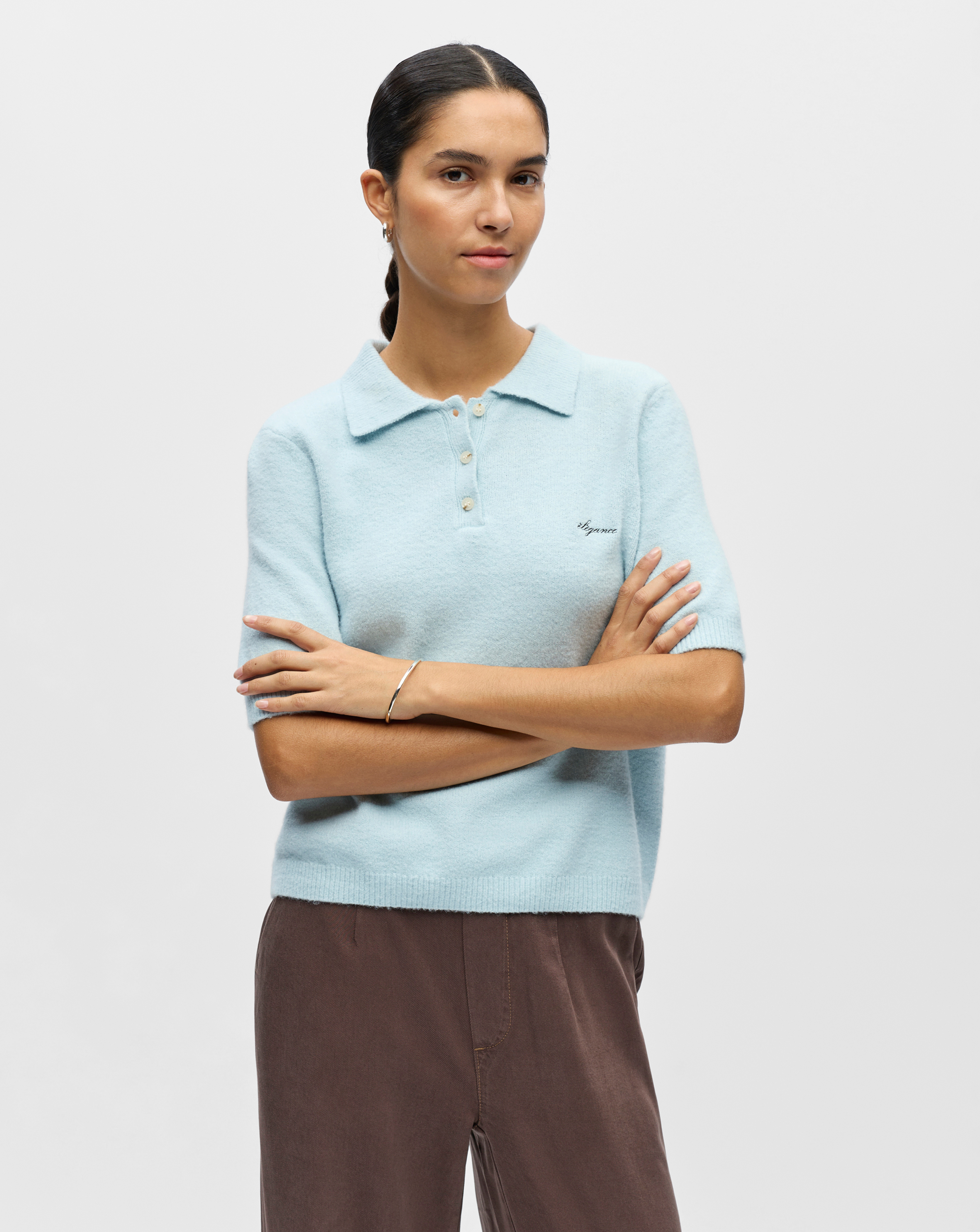 Object Blue Short Sleeve Knit Polo - 2XL