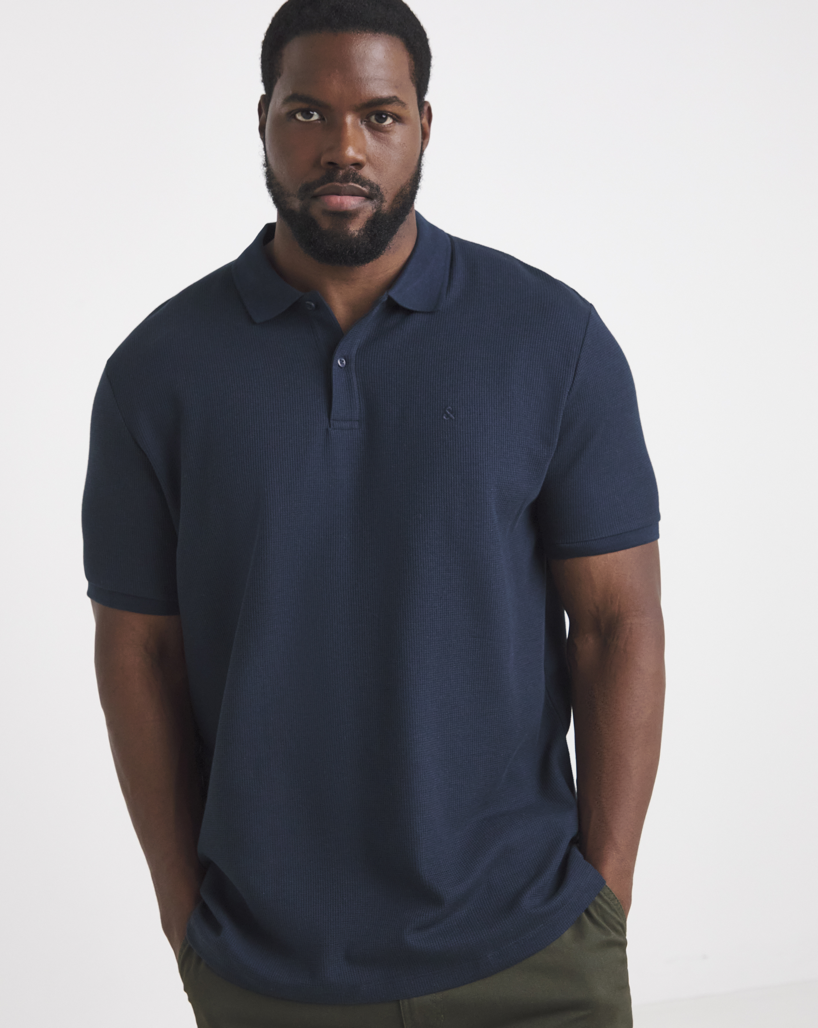 Jack & Jones Navy Blazer Austin Waffle Polo - Navy - M(44)