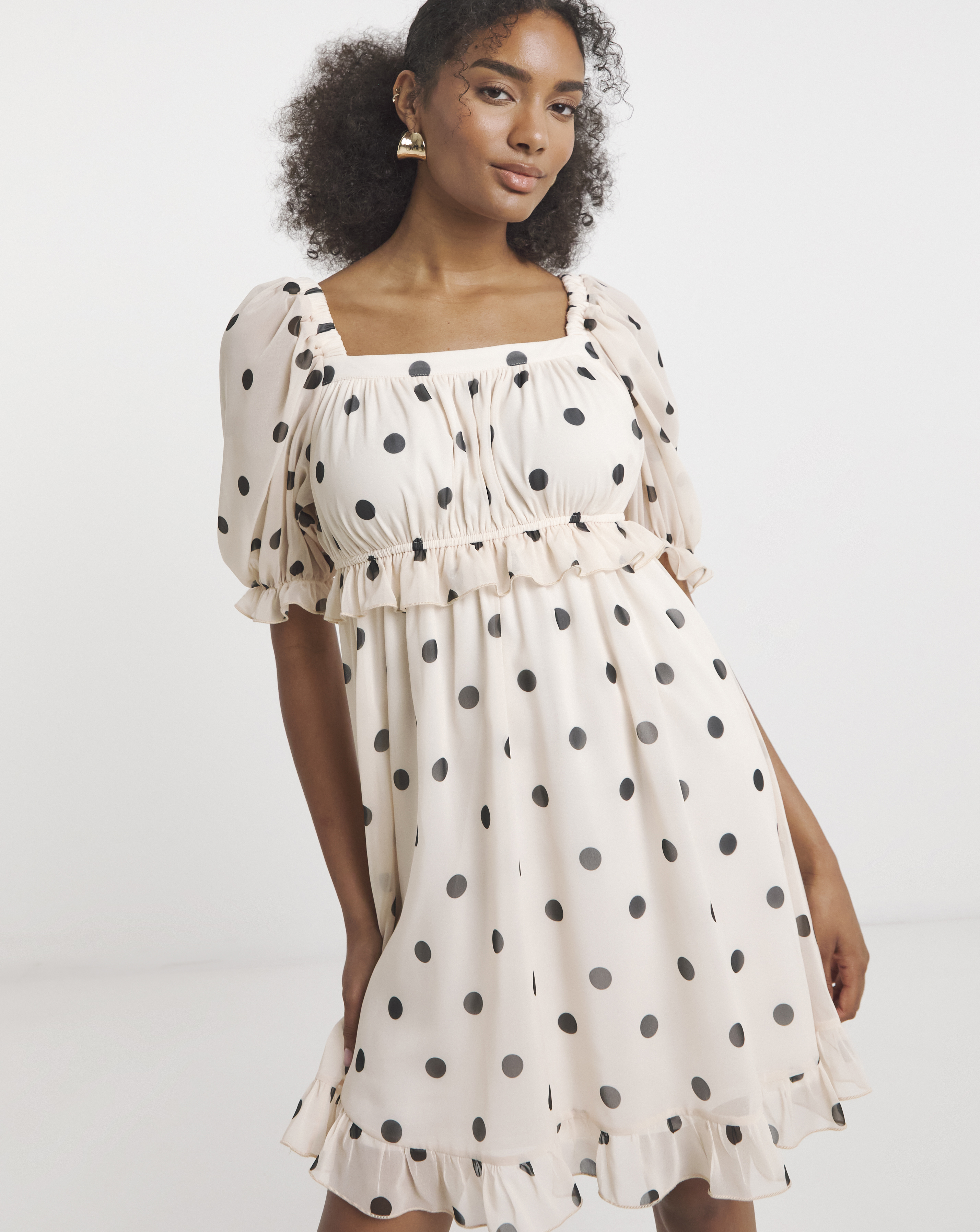 Flounce London Spot Print Mini Dress