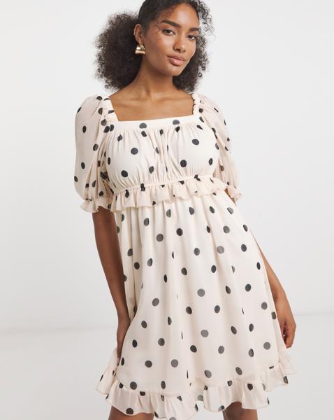 Flounce London Spot Print Mini Dress