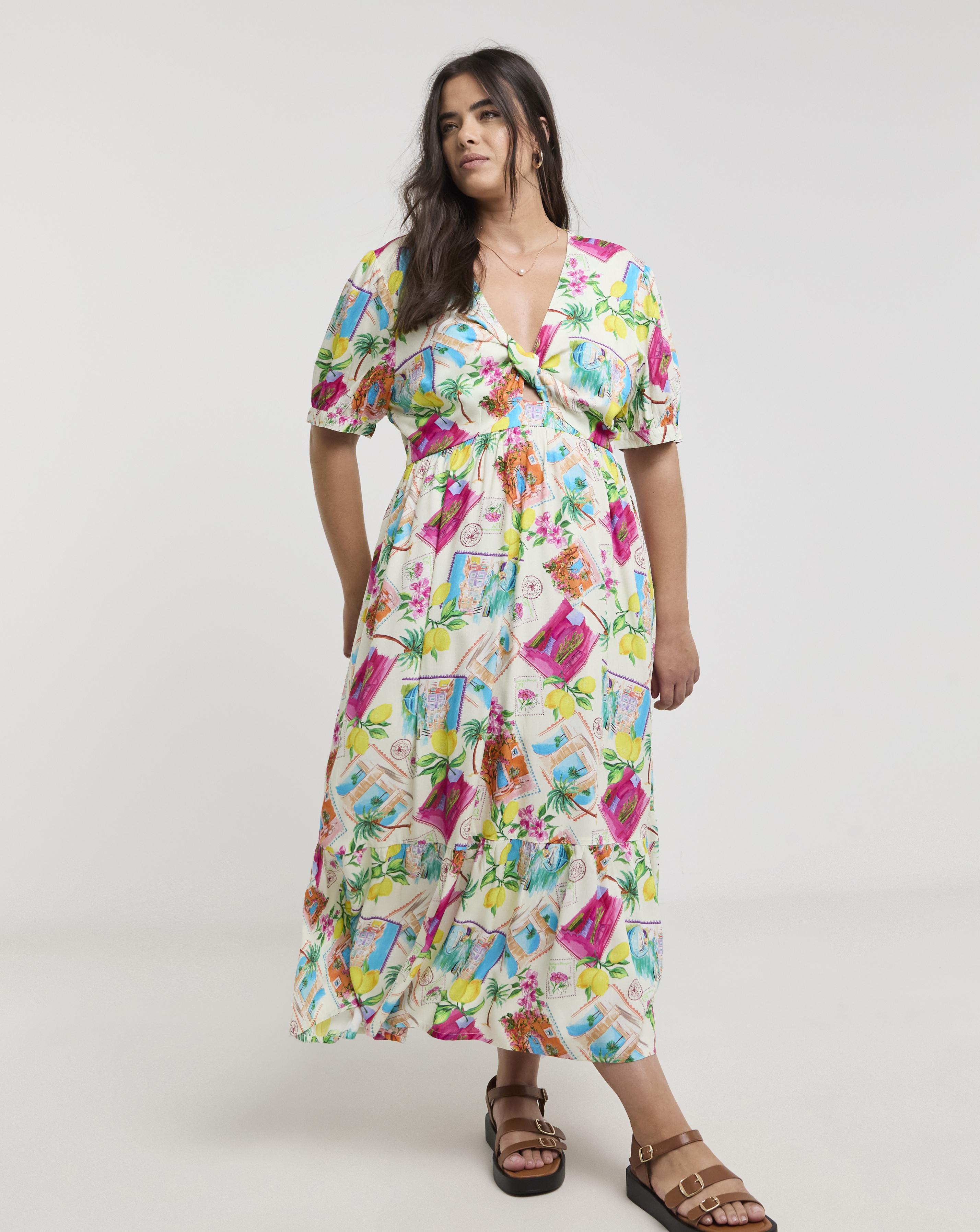 Native Youth Cut Out Twist Midi Dress