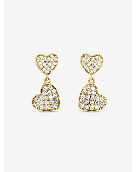 18K Gold Plated Pave Heart Earrings
