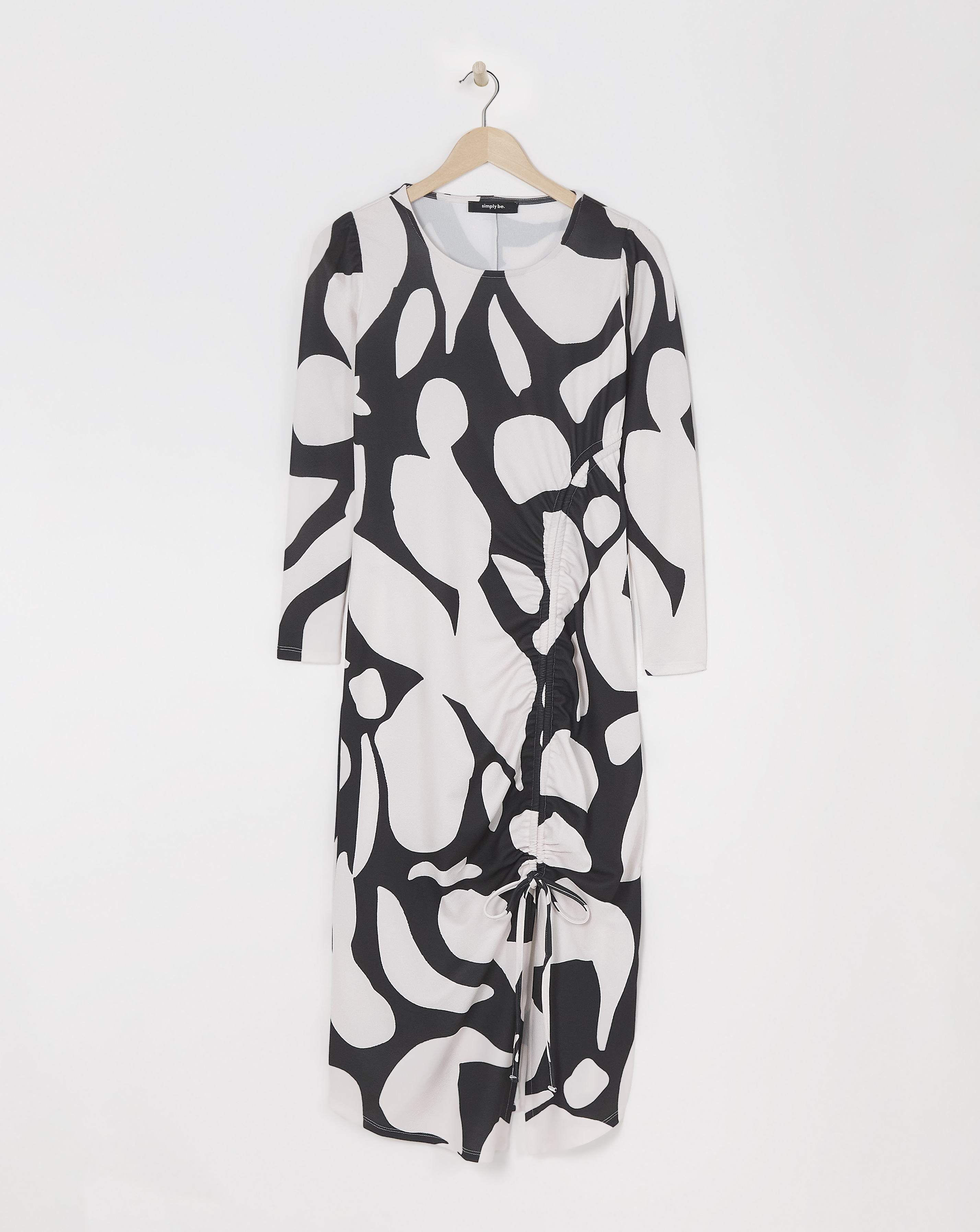 Simply Be - Women's Scuba Crepe Ruched Midi Dress - Size 20 - Mono - 98% Polyester 2% Elastane