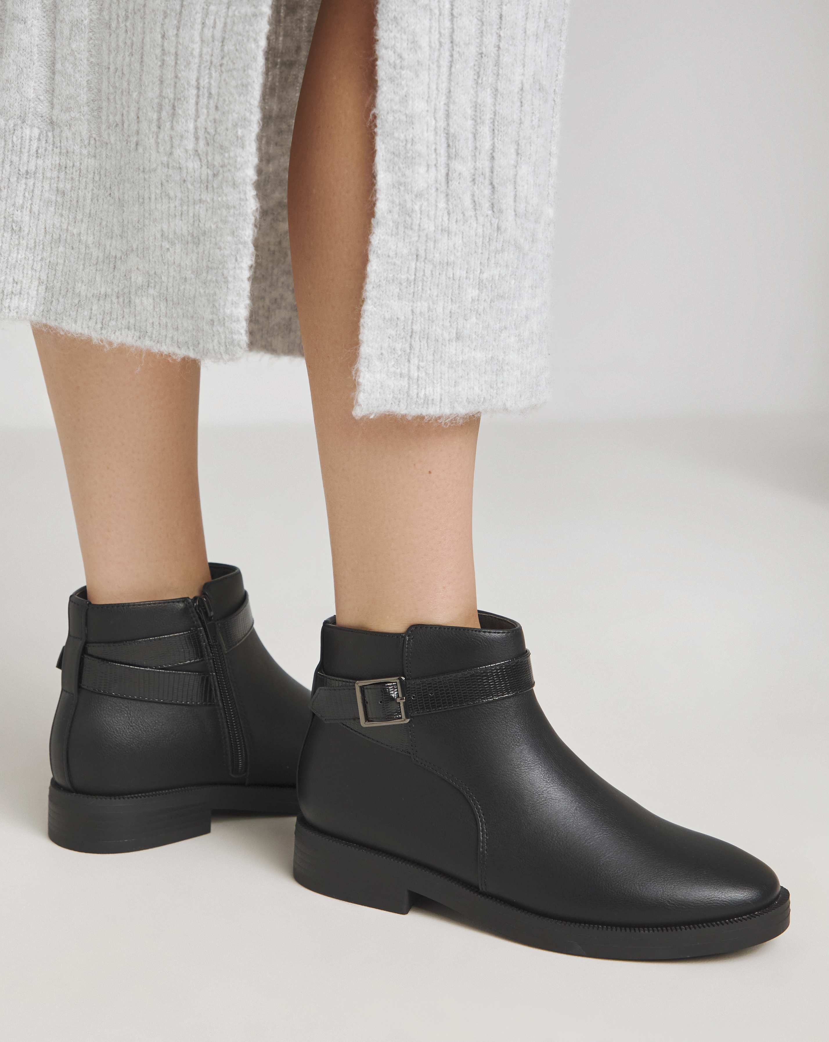 Buckle Detail Ankle Boot Wide Fit