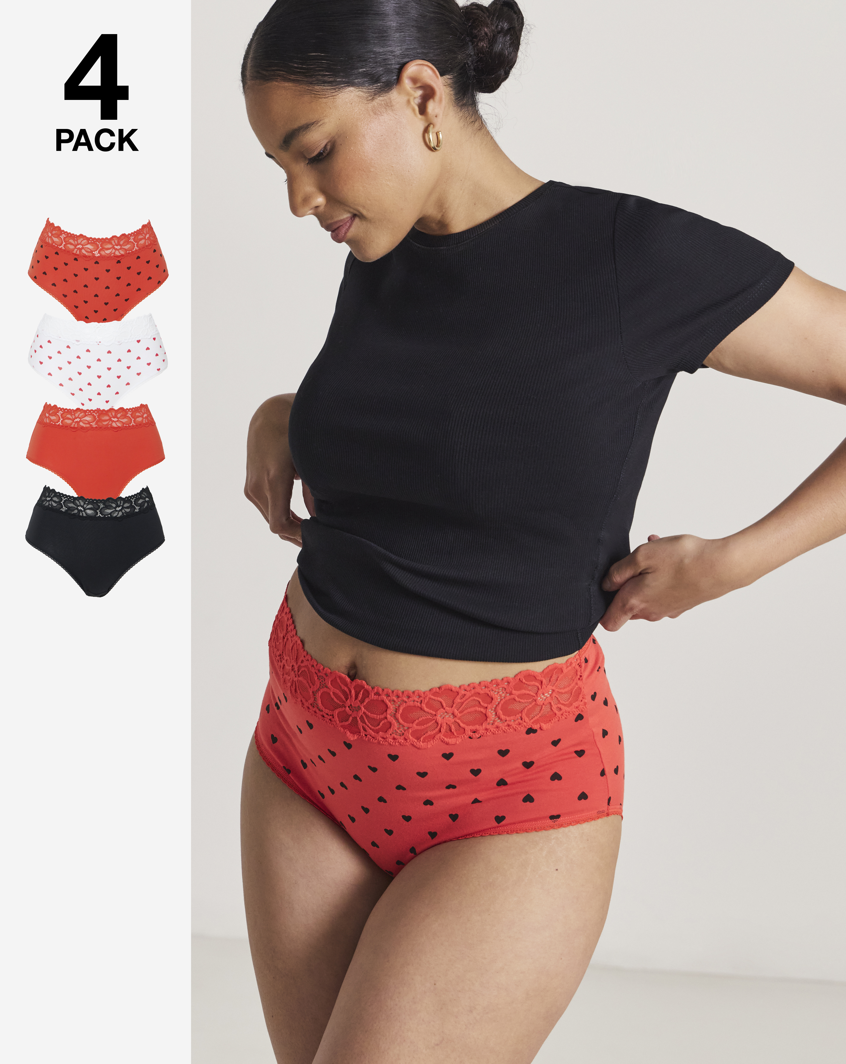 4 Pack Lace Top Full Knickers