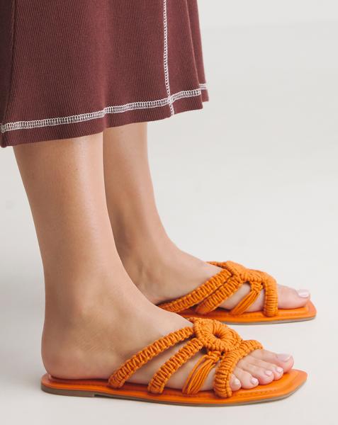Macrame Woven Mule Flat Sandal Wide