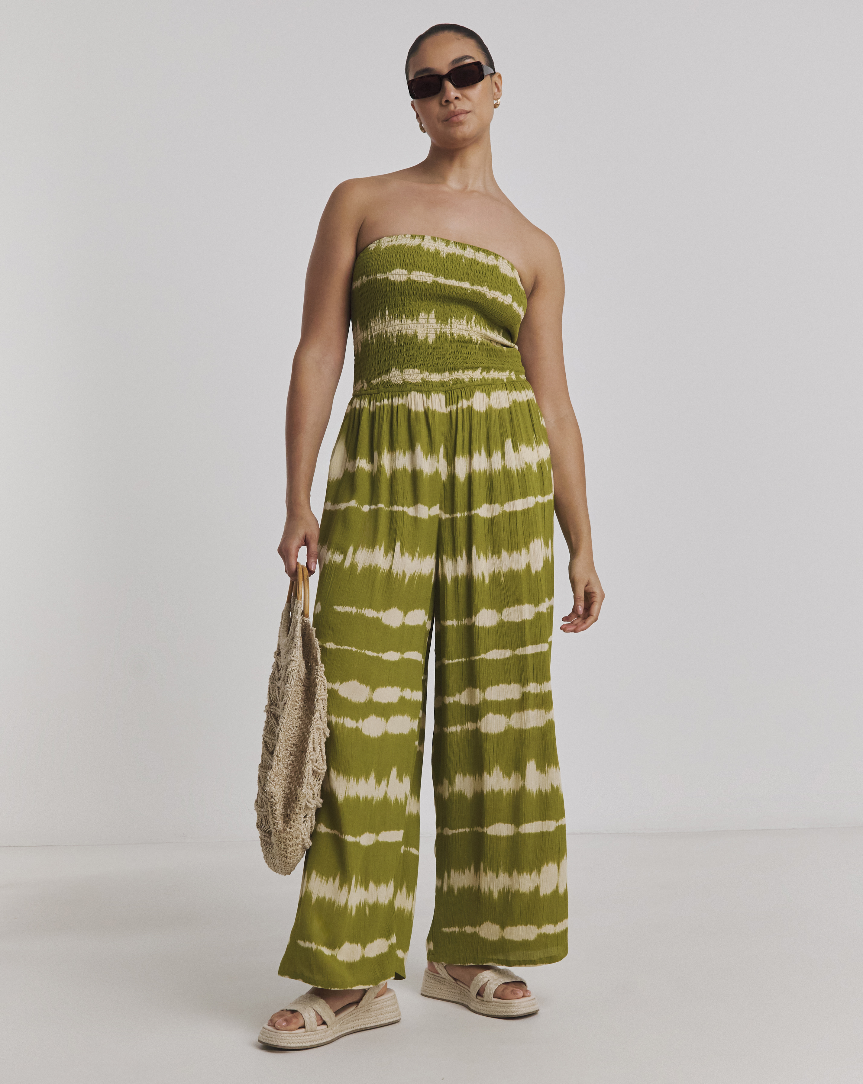 Shirred Bandeau Beach Jumpsuit