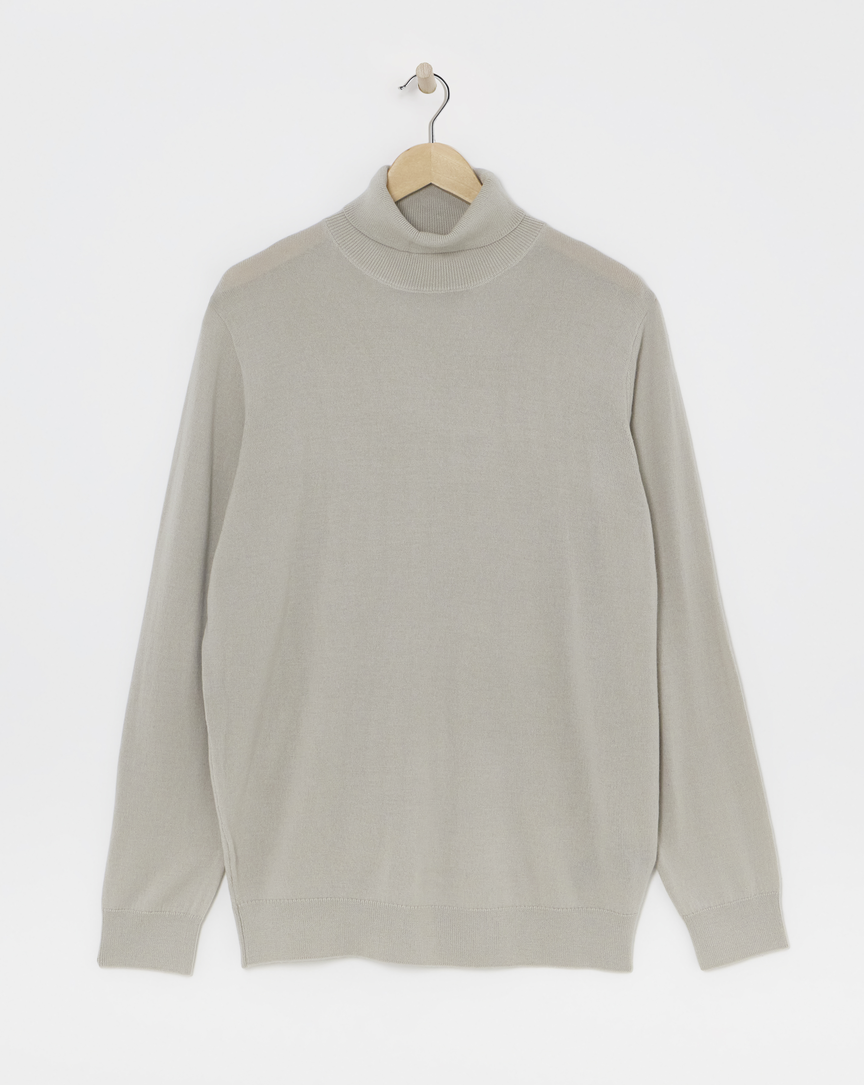 Stone Merino Wool Roll Neck