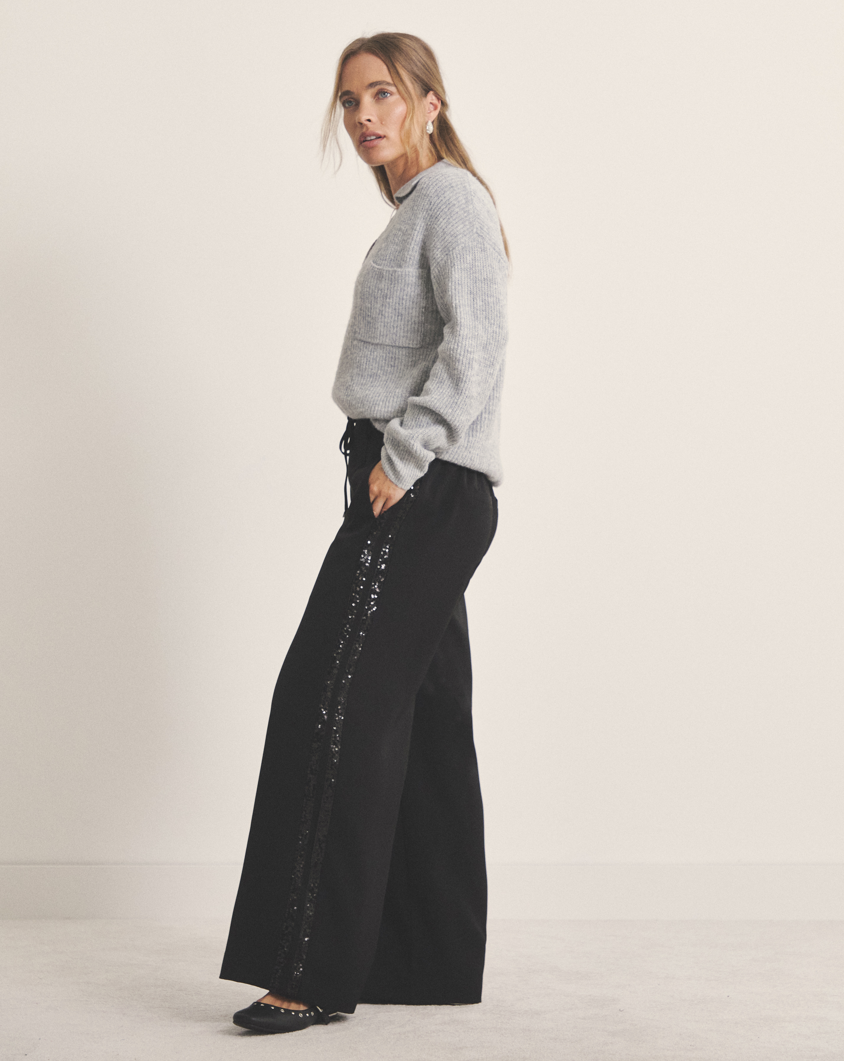 Simply Be Side Stripe Wide Leg Trousers