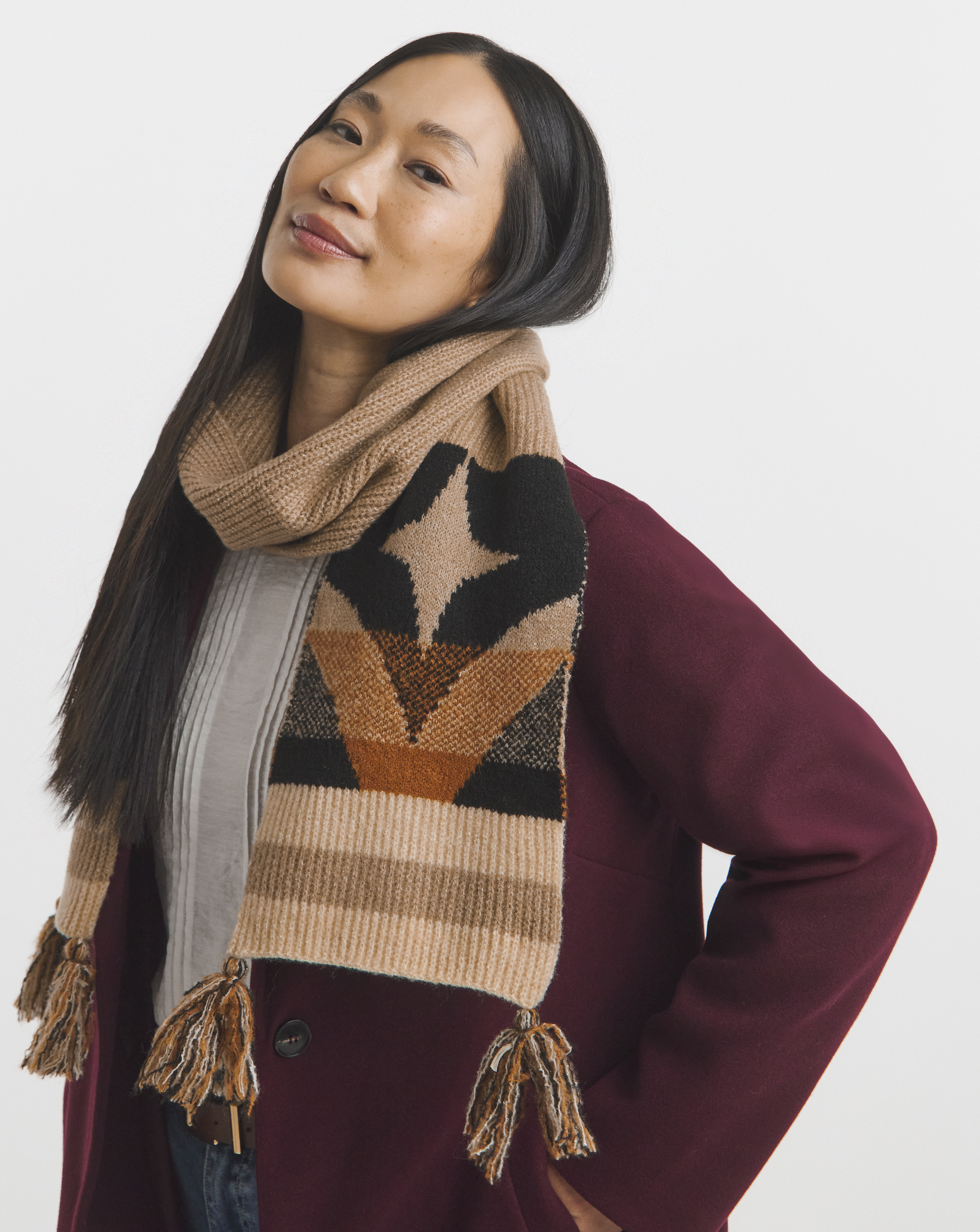 Aztec Pattern Knitted Scarf