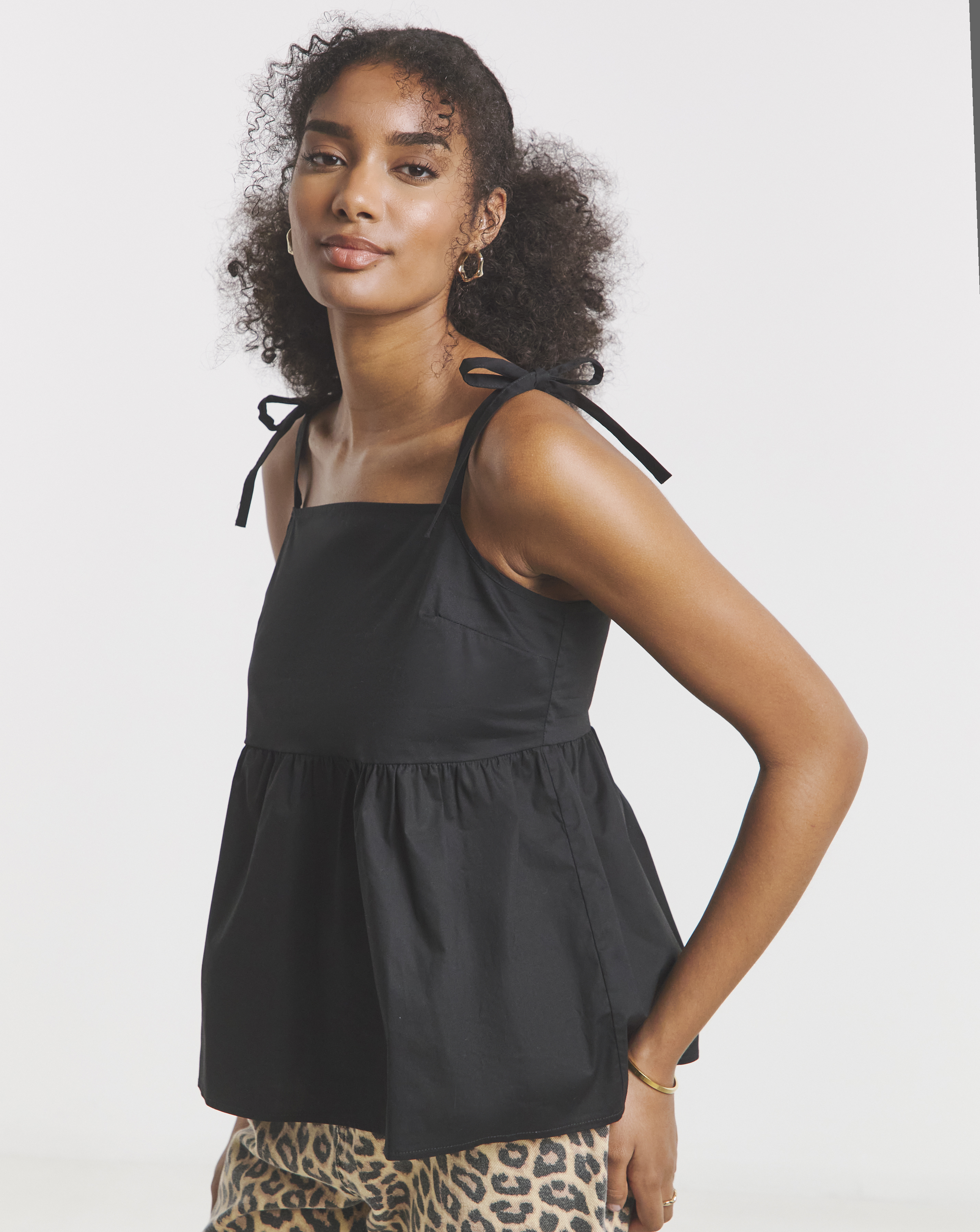 Simply Be Black Tie Strap Cami