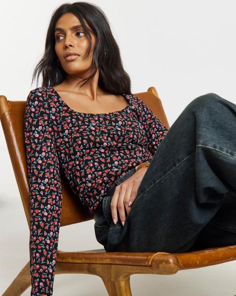 Square Neck Pointelle Top