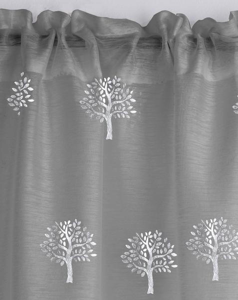 Birch Tree Foil Print Voile - Grey