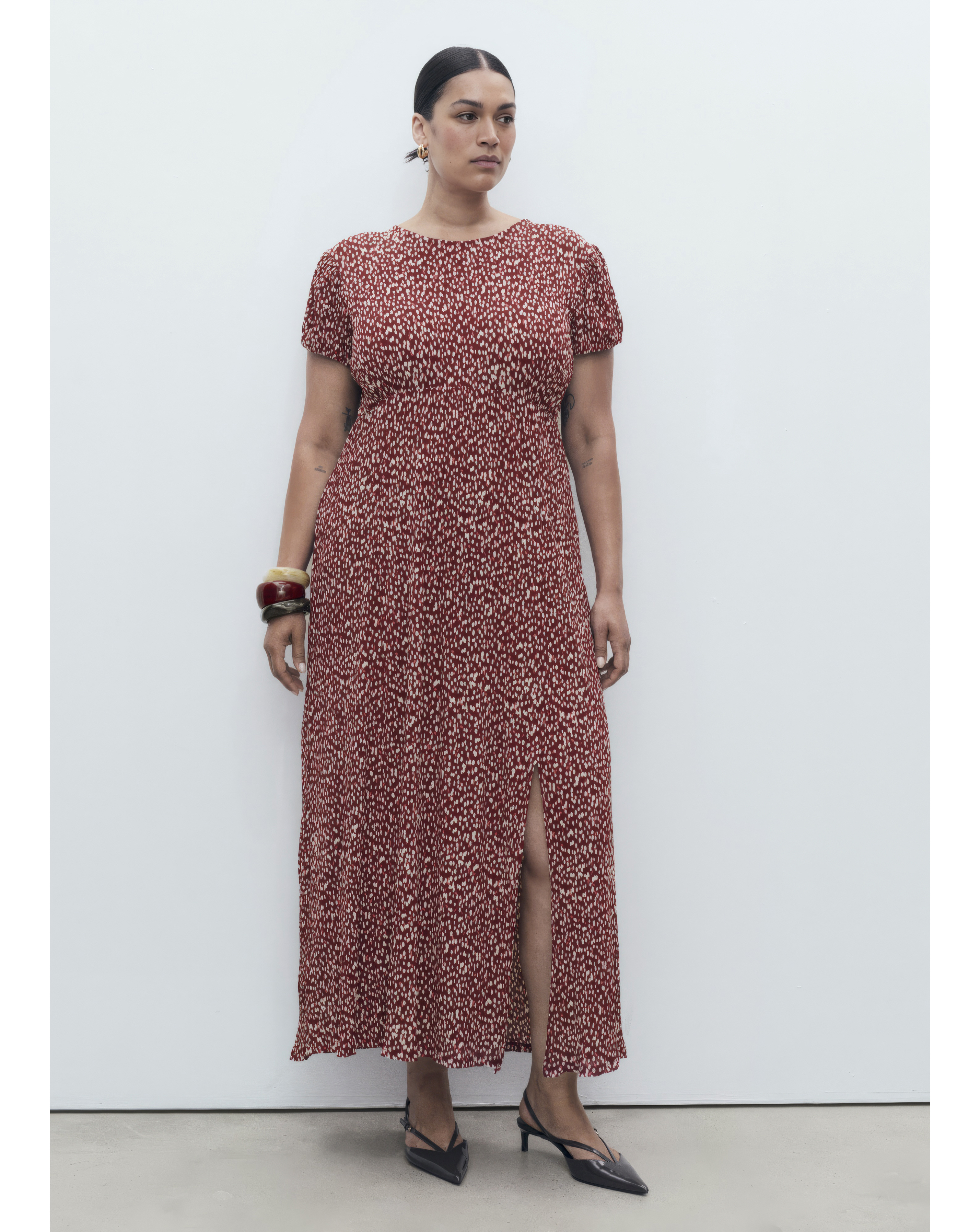 Mango Speckled Print Midi Dress