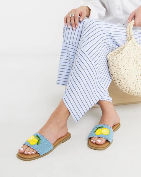 Beaded Fruit Mules Extra Wide Fit