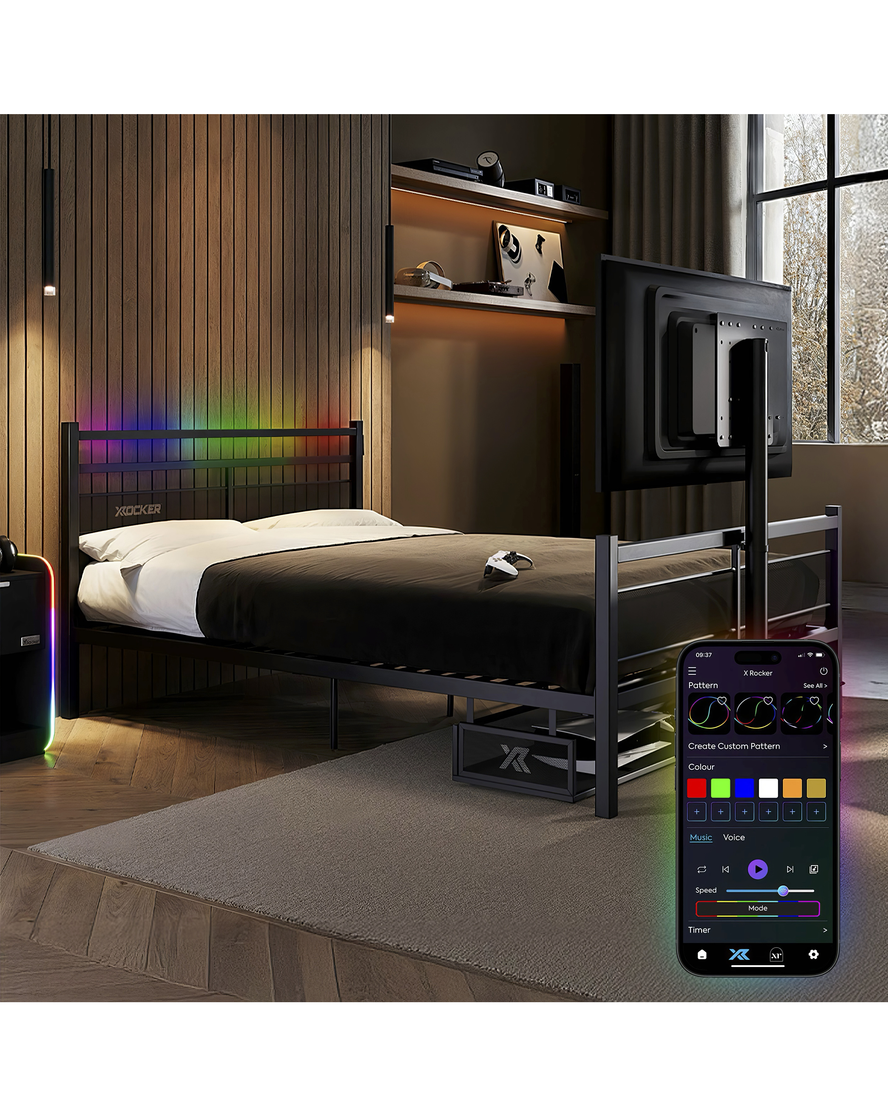 X Rocker Basecamp RGB Double Bed
