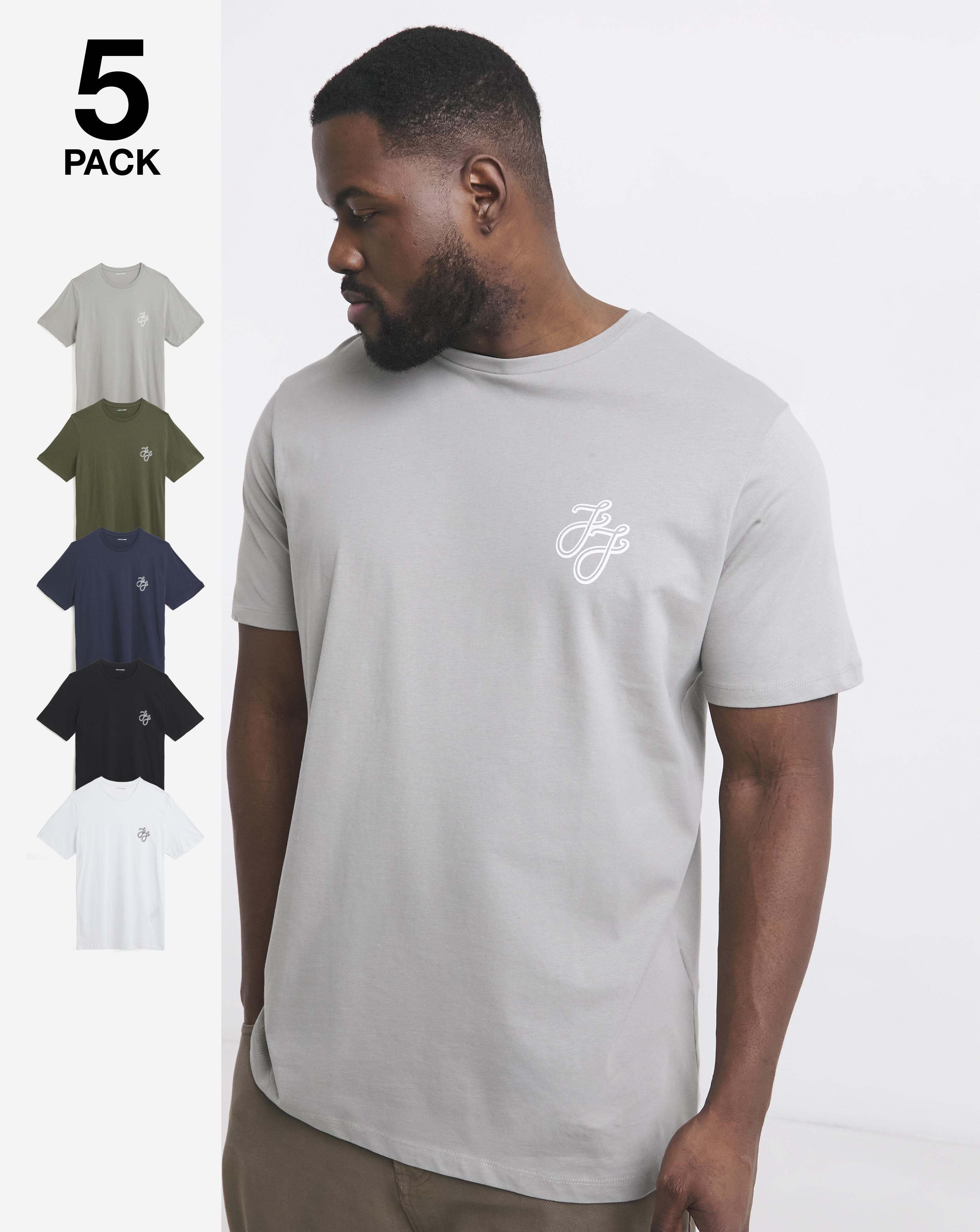 Jack & Jones JJ Logo T-Shirt 5 Pack