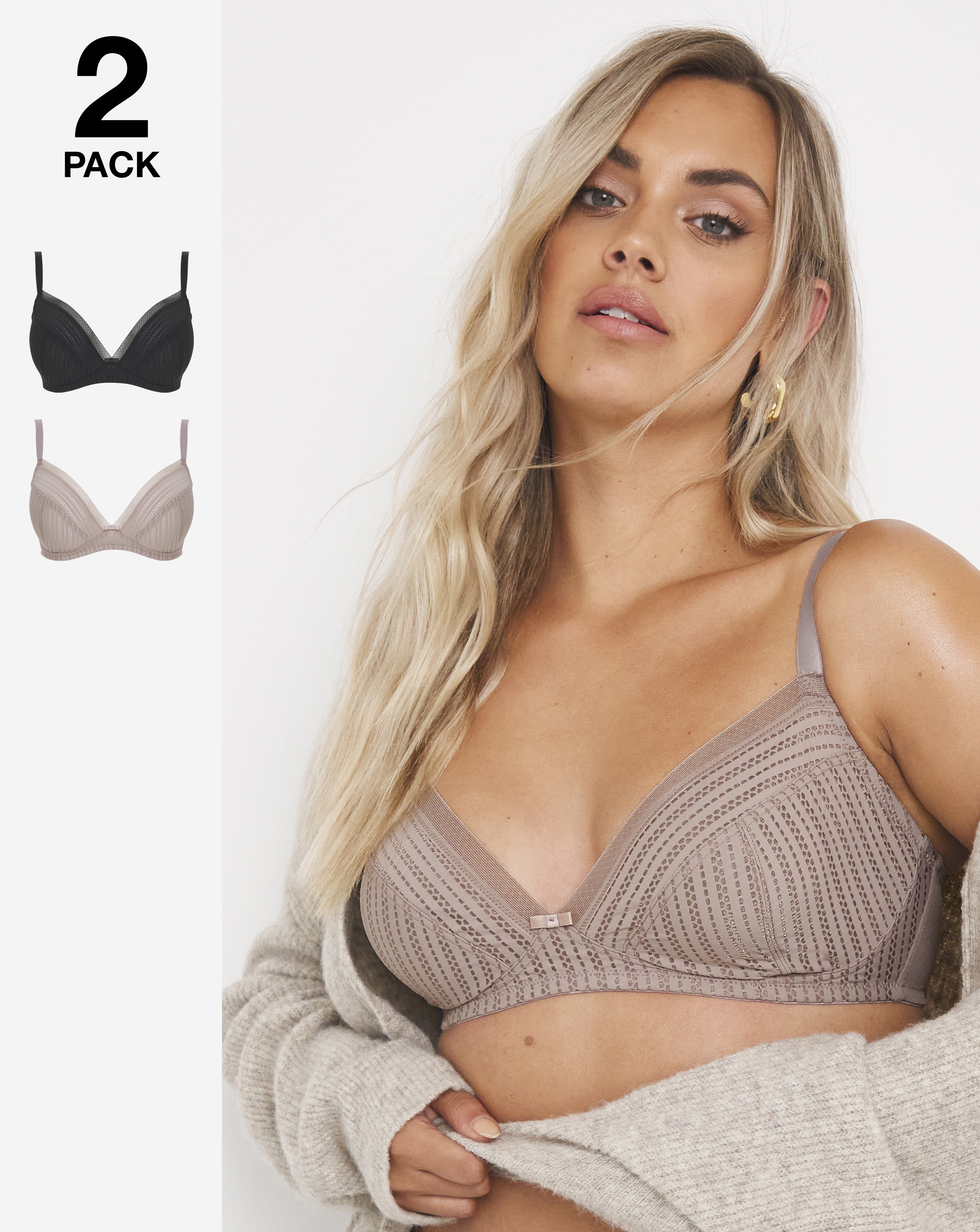 2 Pack Mollie Everyday Stripe Non Wired