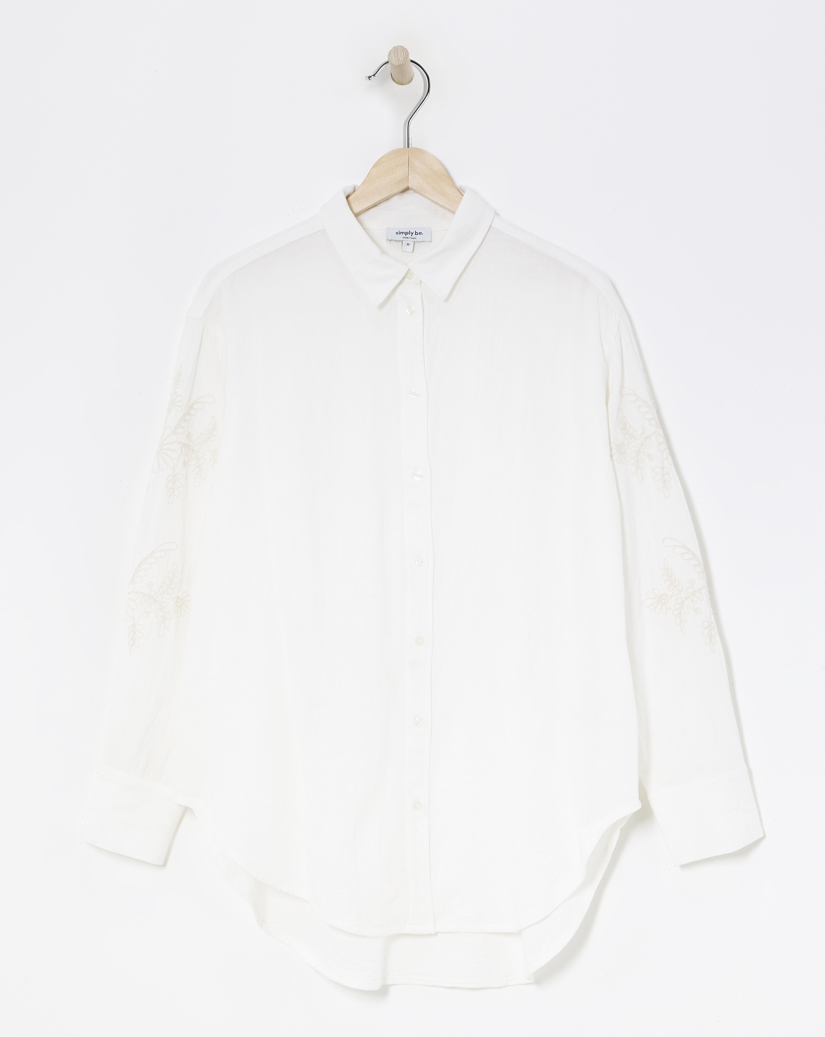 Ivory Embroidered Sleeve Shirt