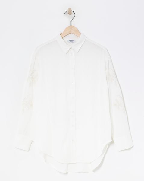 Ivory Embroidered Sleeve Shirt