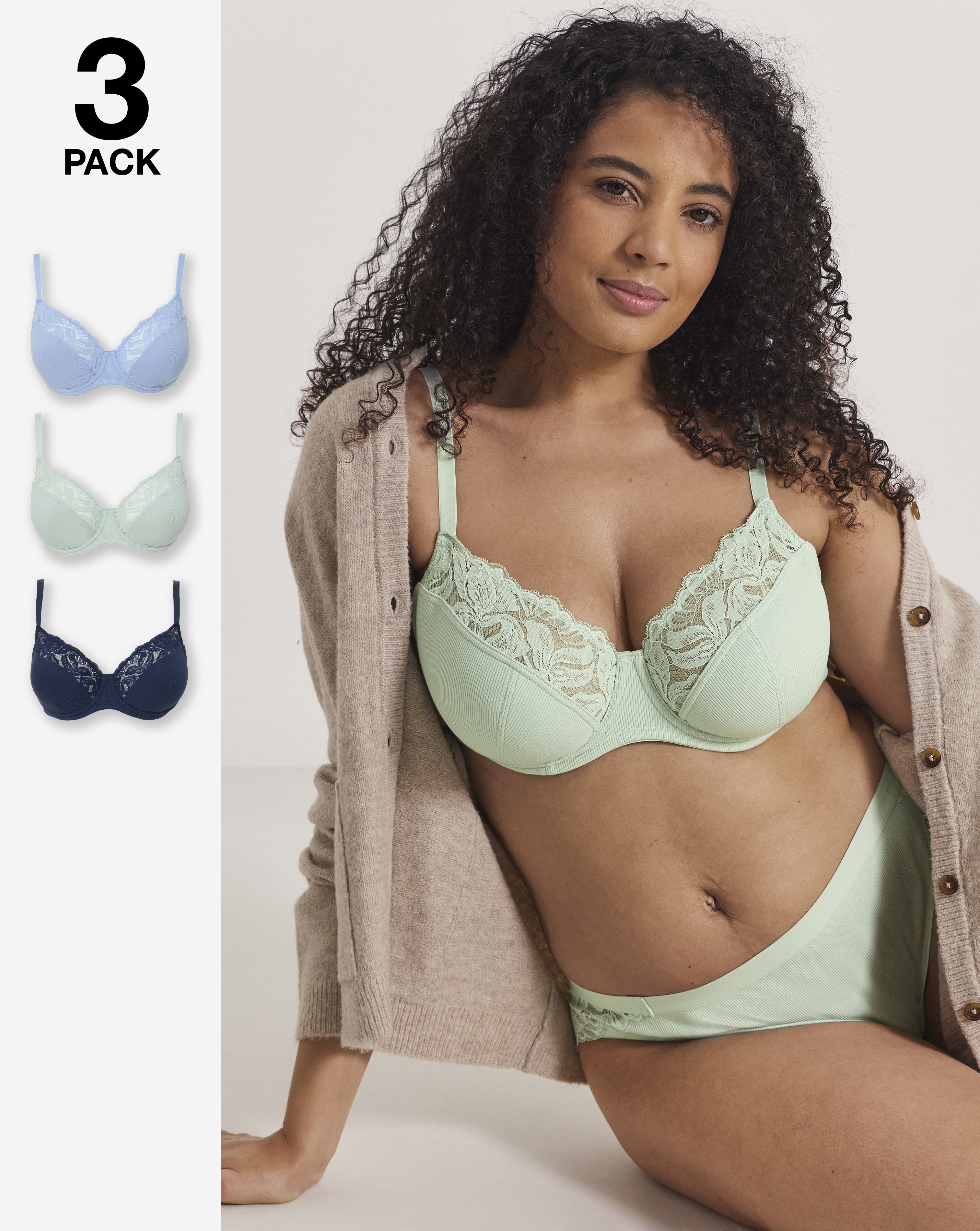 3 Pack Lace Full Cup Bras