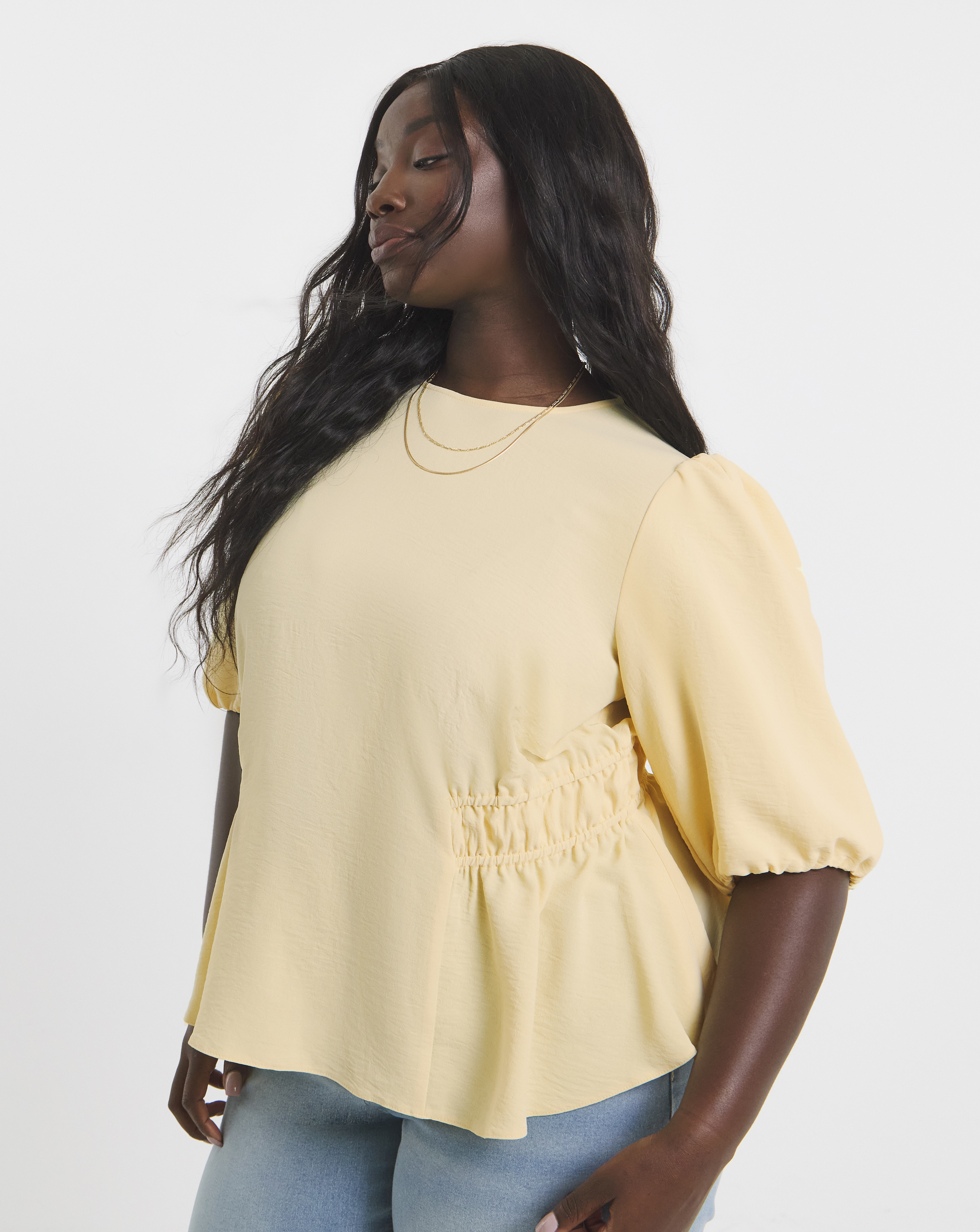 Puff Sleeve Peplum Blouse