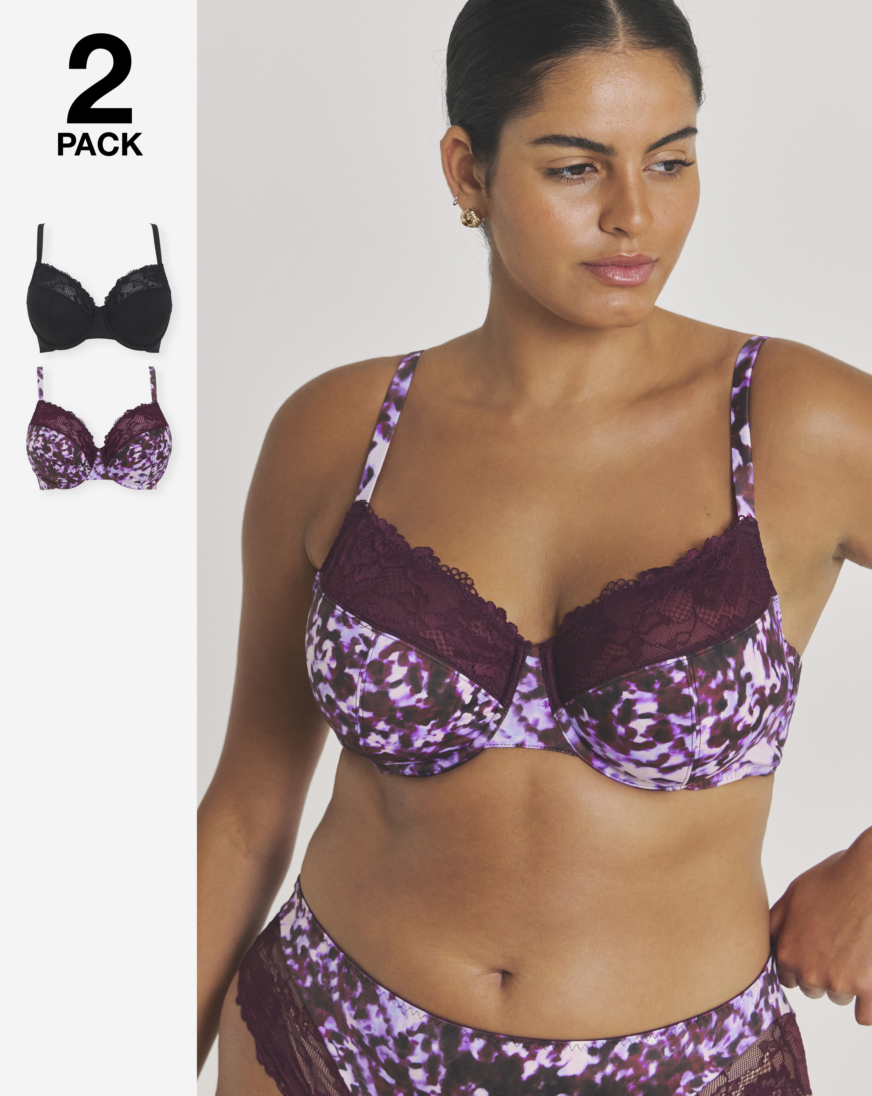 2 Pack Adrianne Full Cup Wired Bra
