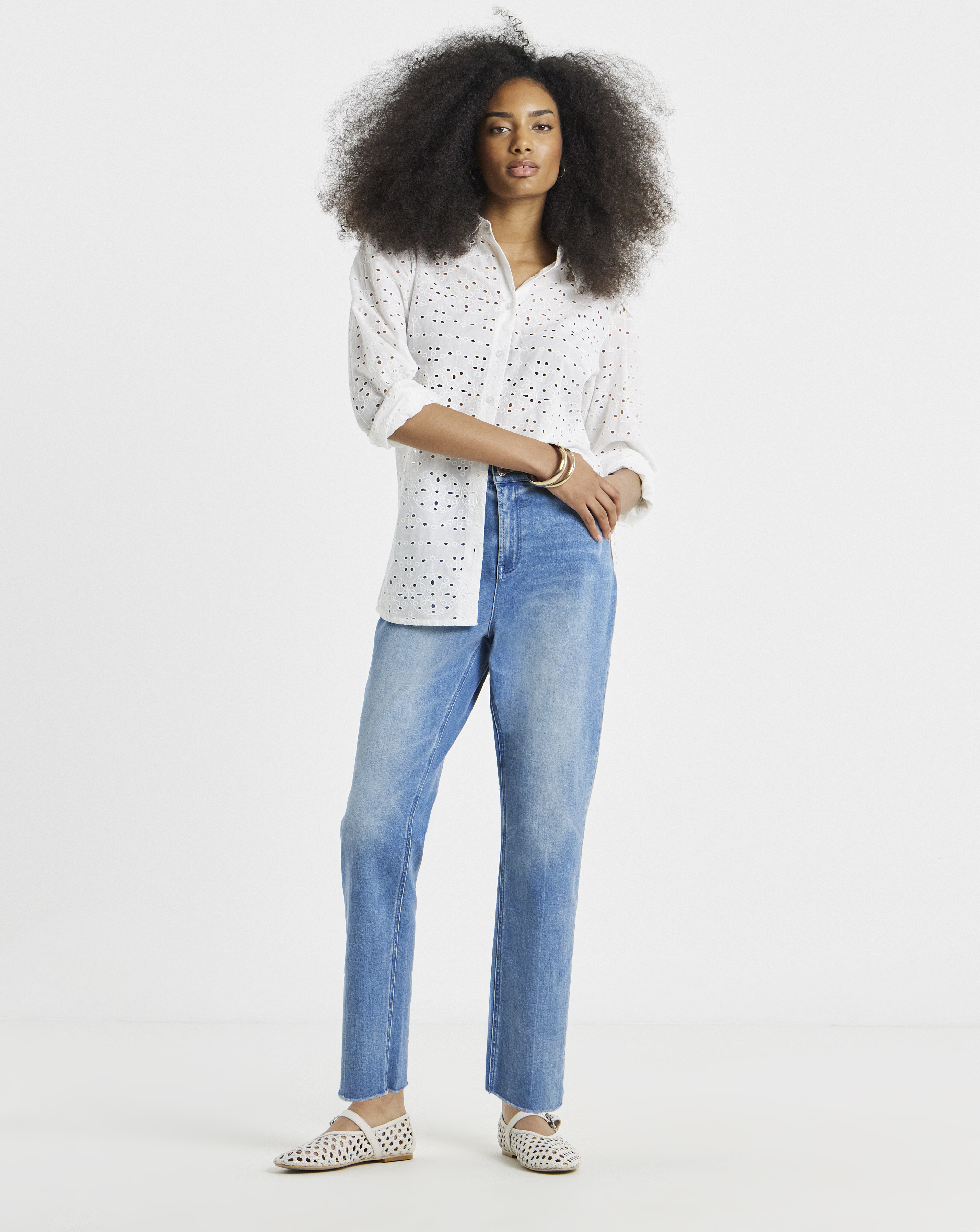 Mid Wash Ankle Grazer Jeans