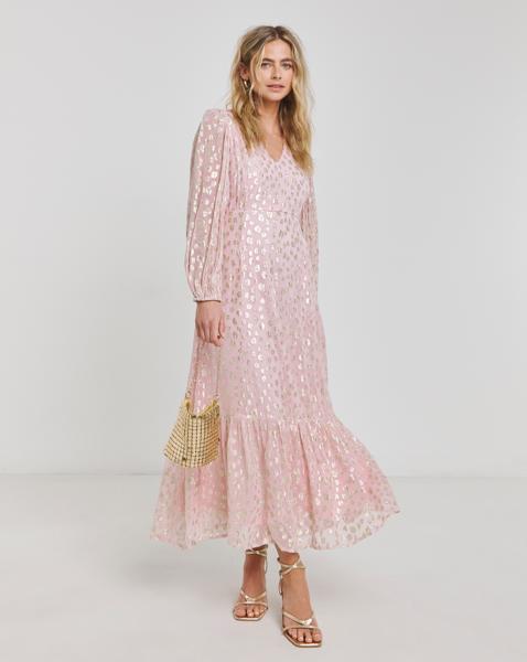 Boutique Jacquard V-Neck Maxi Dress