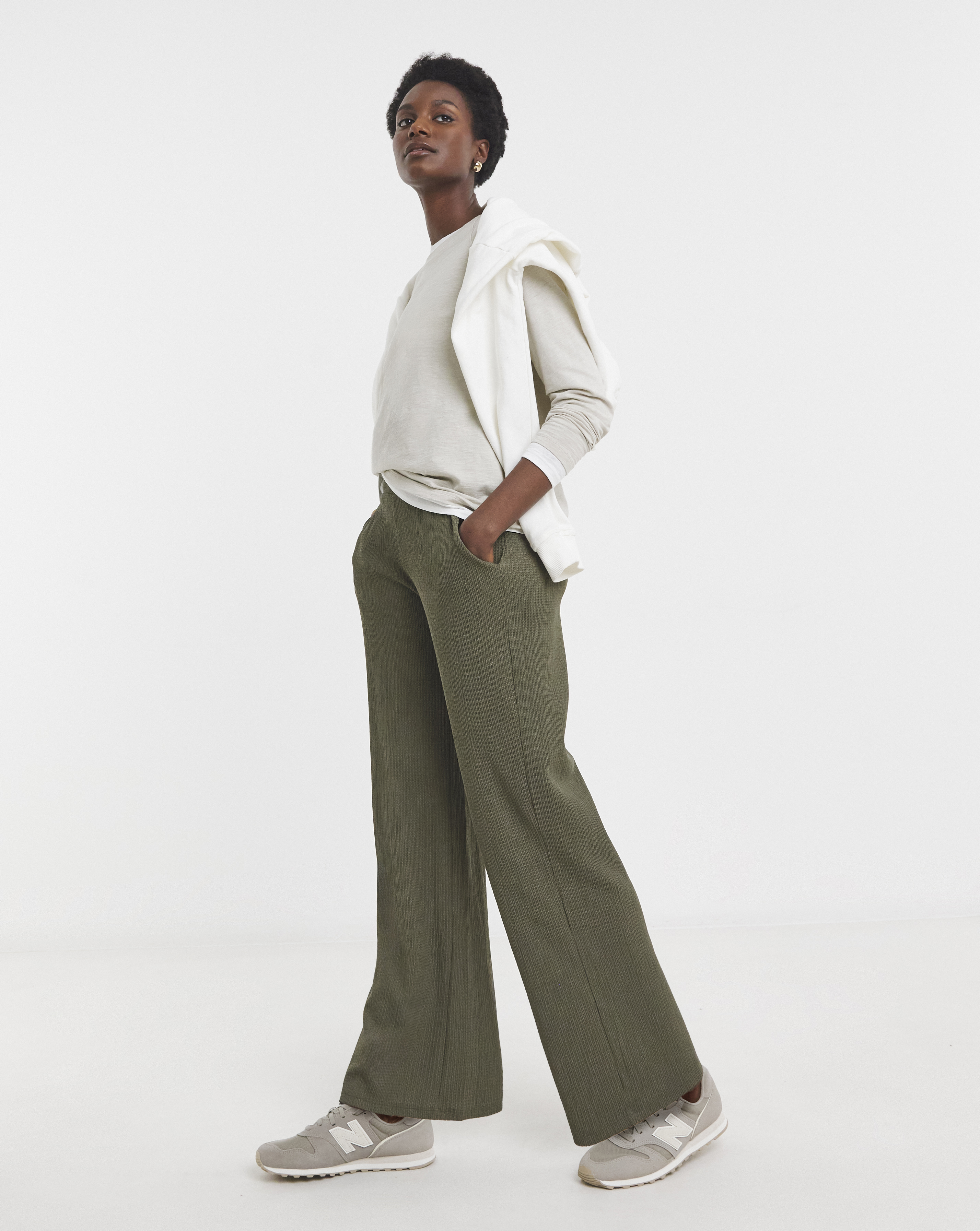 Wide Leg Jersey Trousers