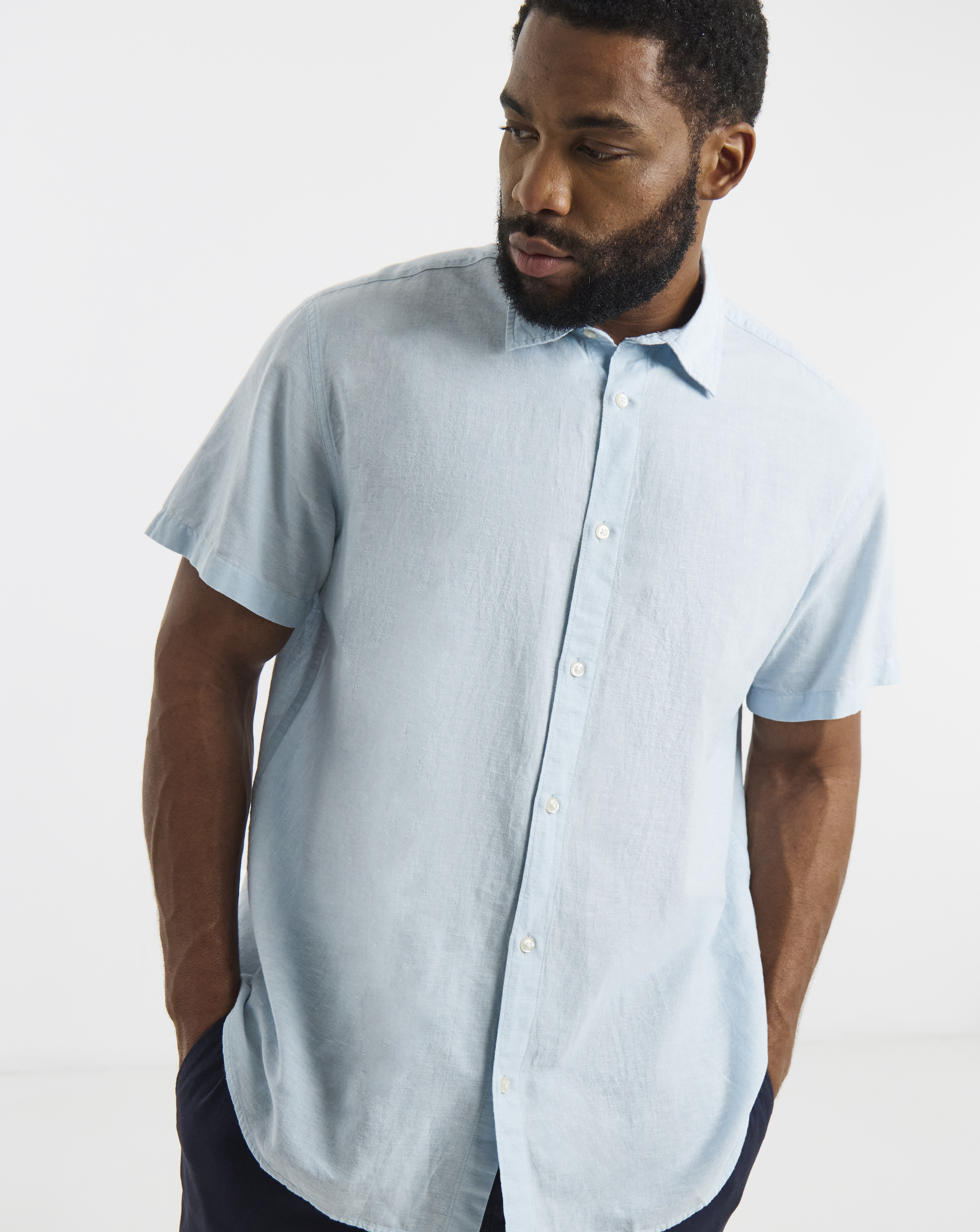 Jack & Jones Men's Linen Blend Shirt Blue 5XL