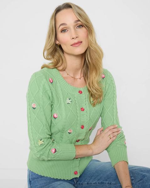 JB Penny Floral Cable Knit Cardigan