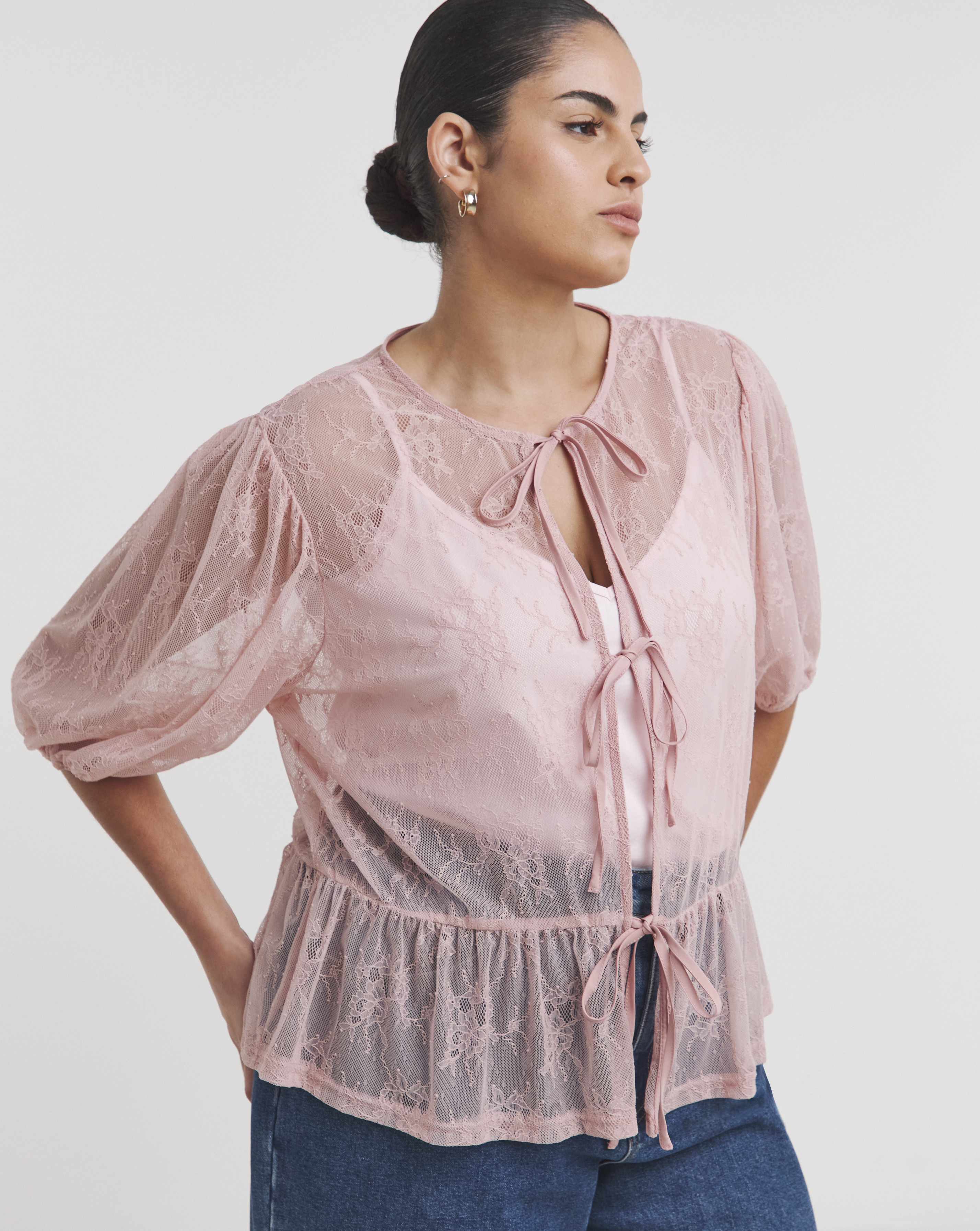 Simply Be Lace Tie Front Top