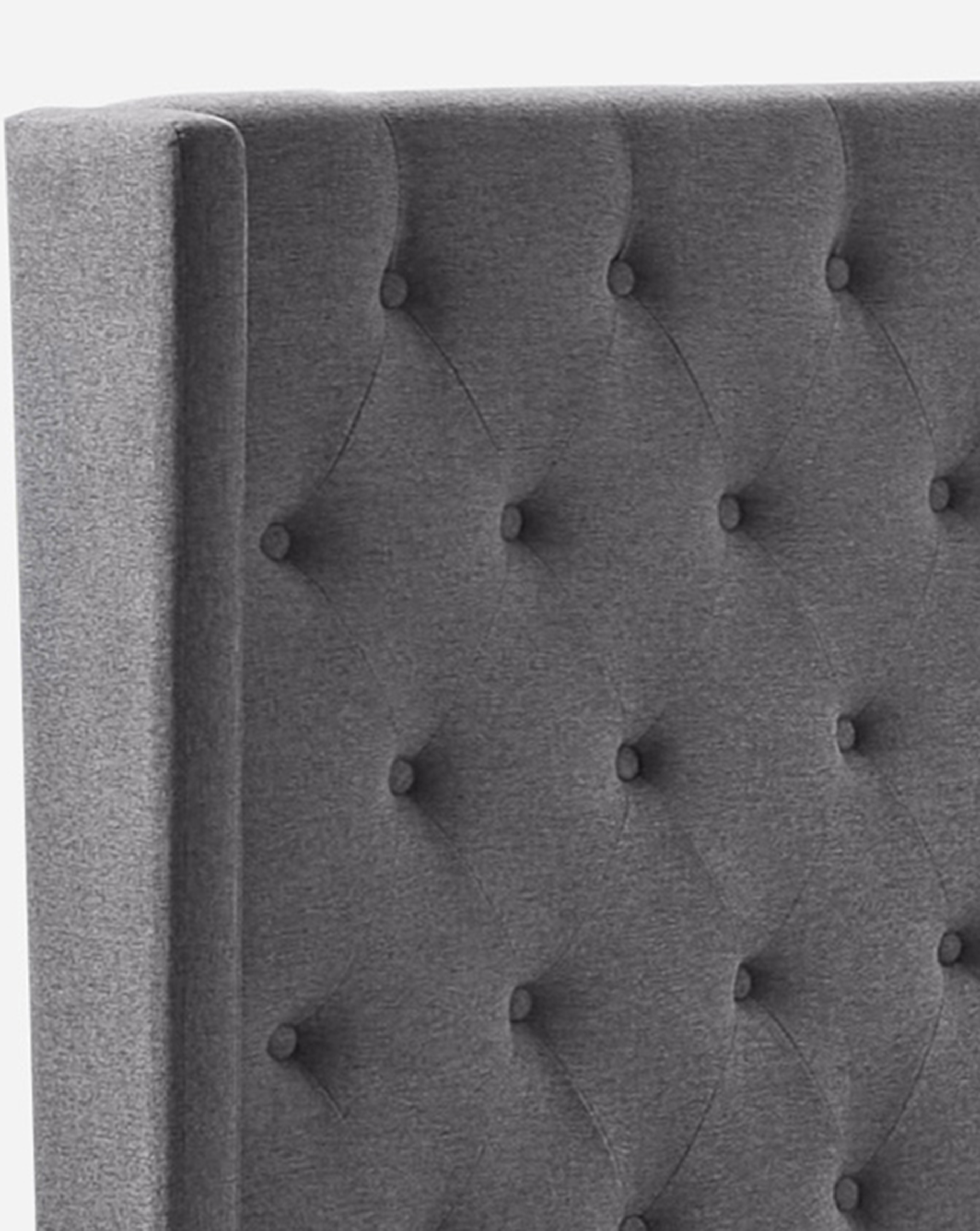 Allegra Winged Fabric Bedframe Charcoal - At Home Collection - Size: DOUBLE