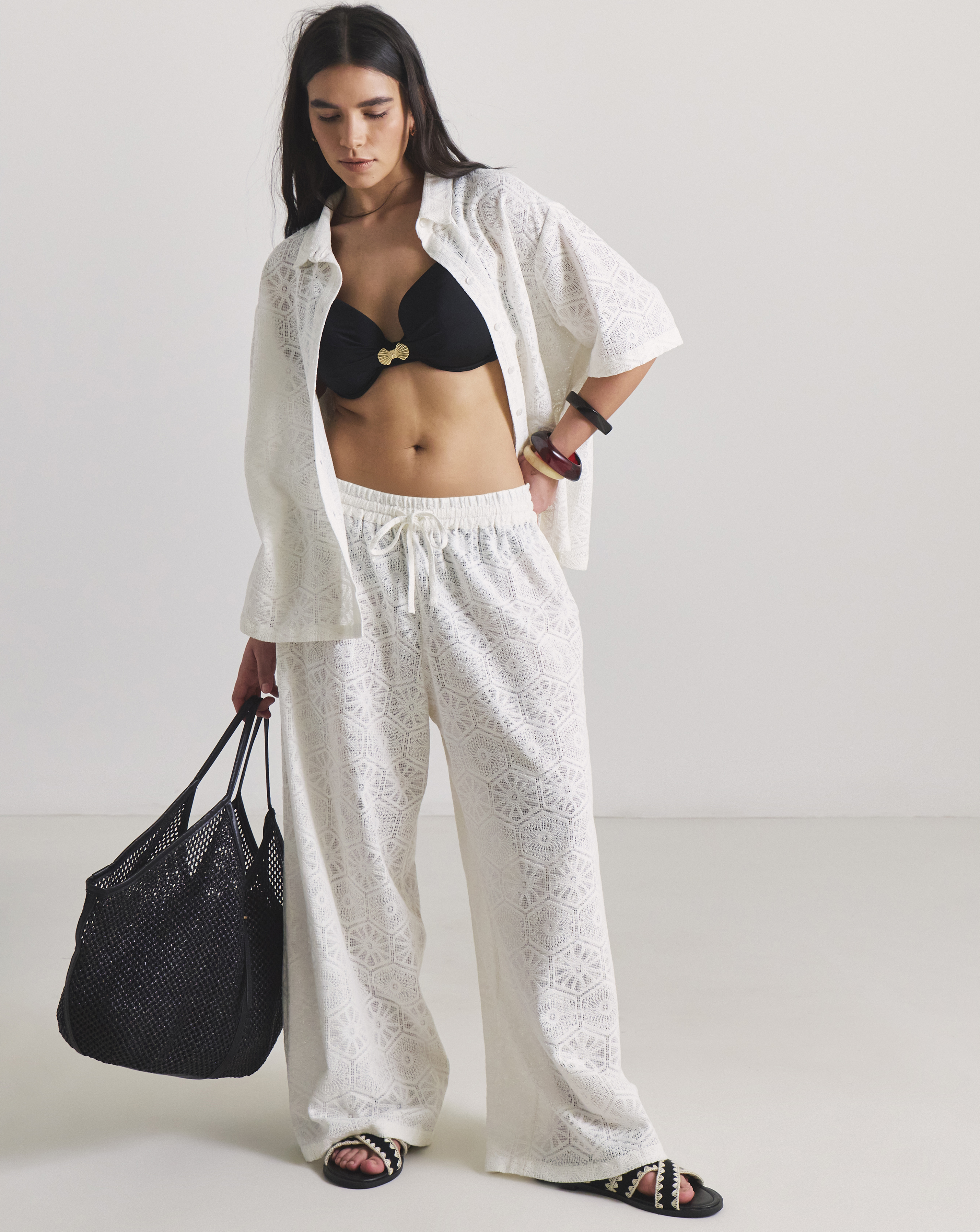 Lace Shirt And Trouser Beach Coord