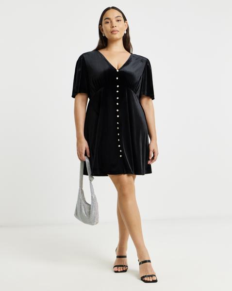 Black Velour Skater Dress